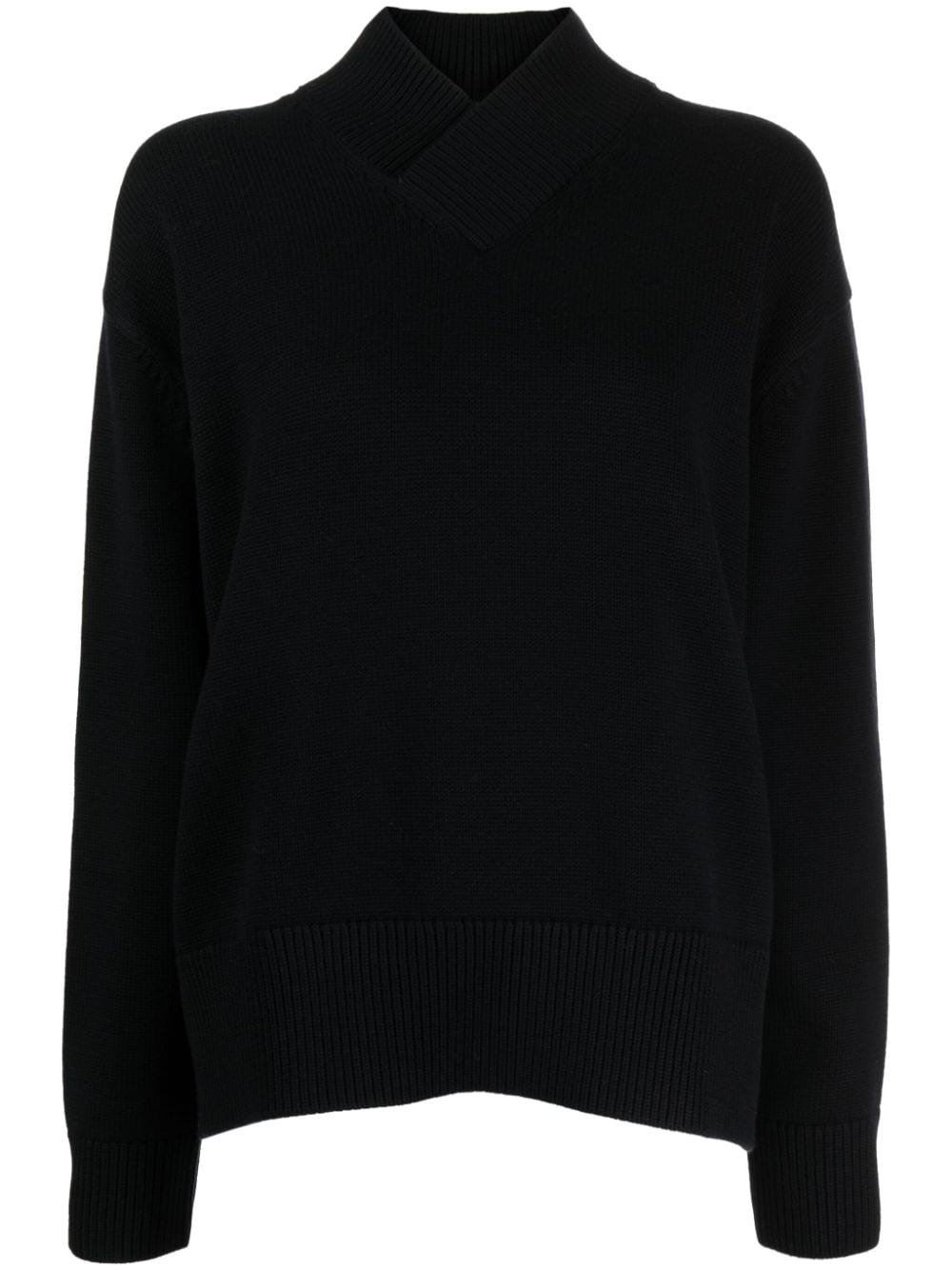 crossover-neck knitted jumper - 1