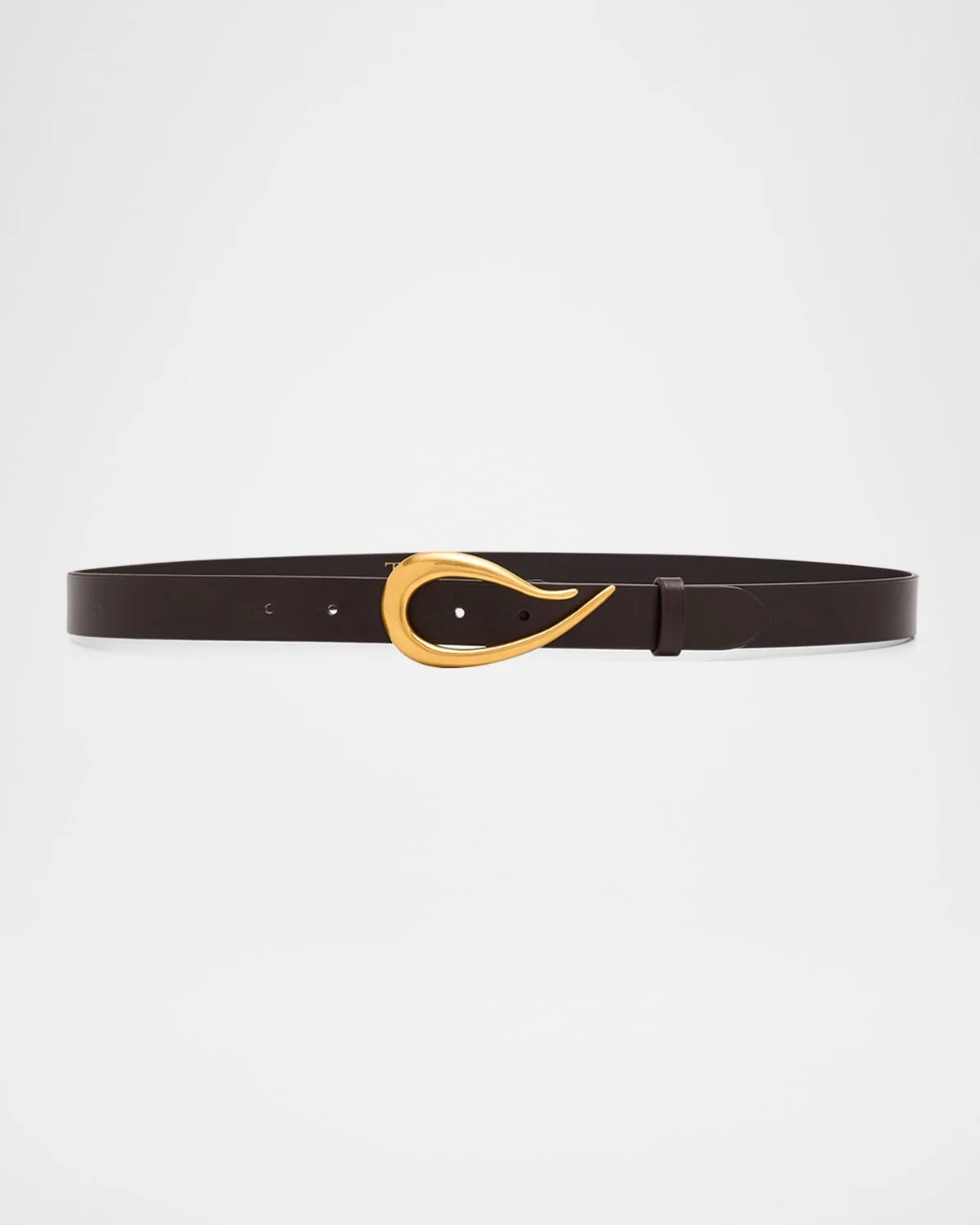 Medium Leather Belt with Snake Buckle - 1