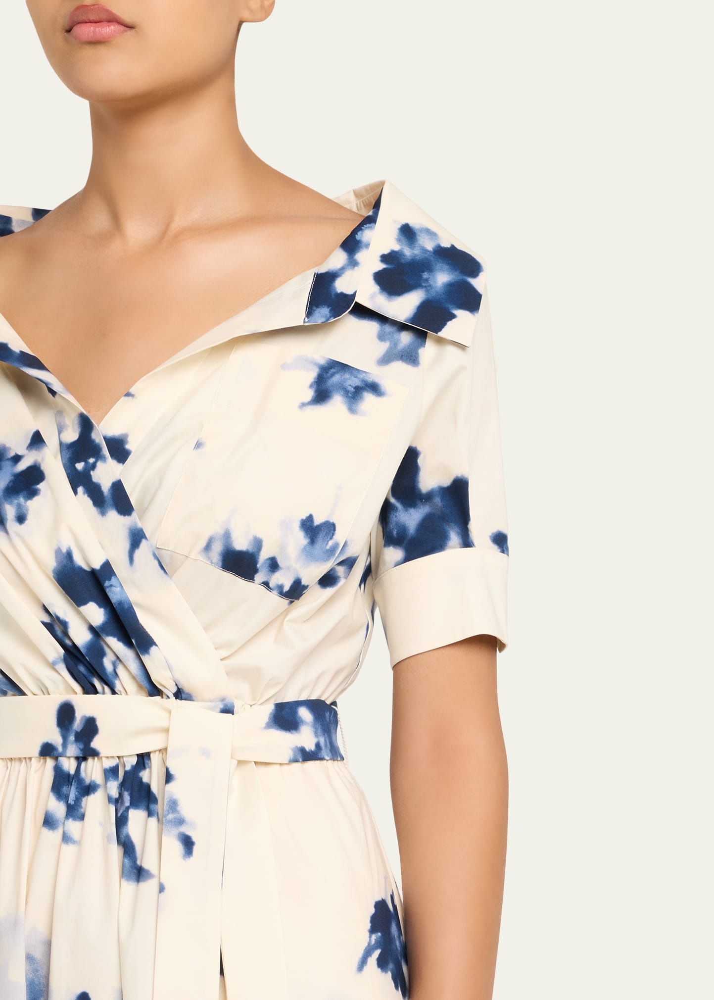 Lydia Floral Short-Sleeve Wrap Midi Shirtdress - 5