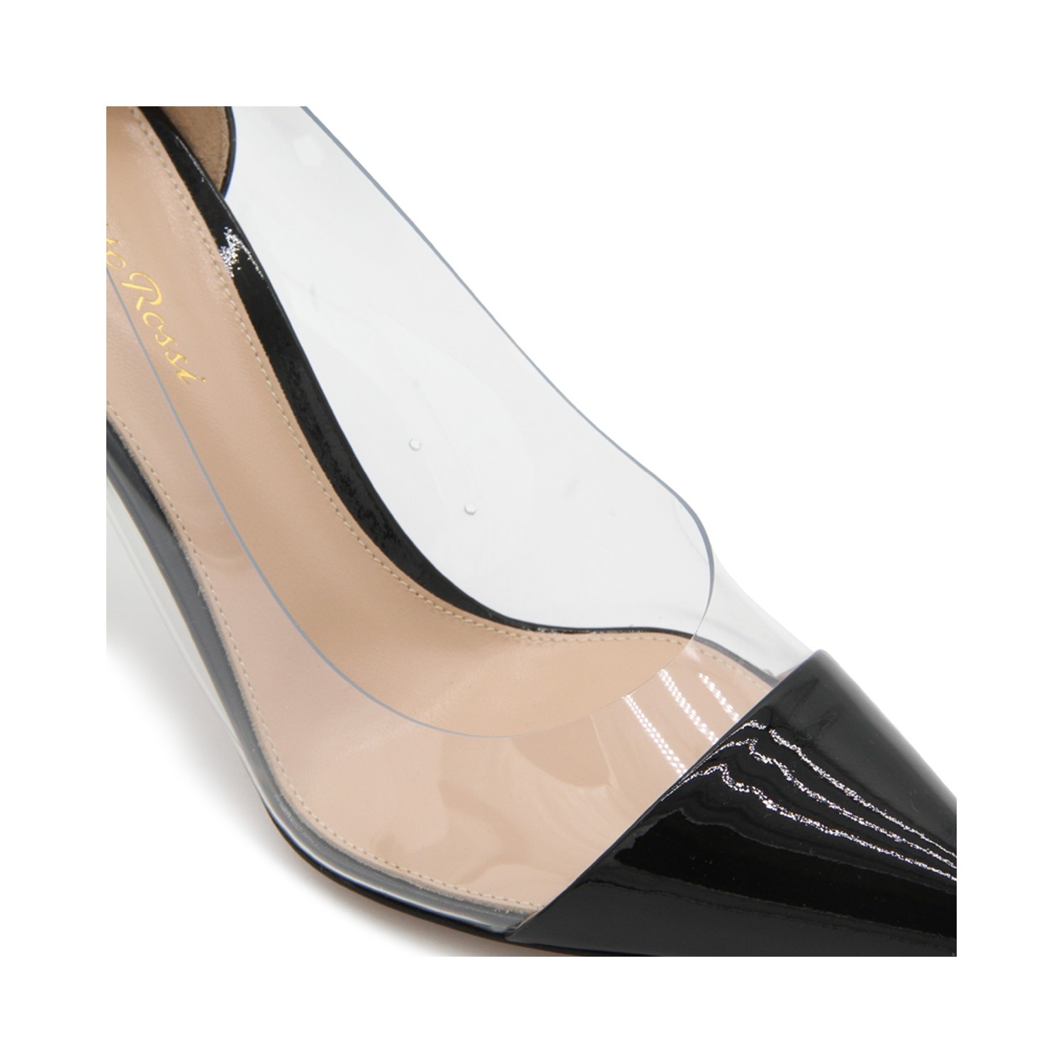 BLACK LEATHER PLEXI PUMPS - 4