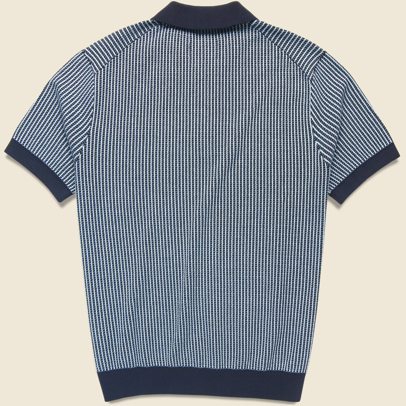 Wax London Ladder Stripe Turin Polo - Navy outlook