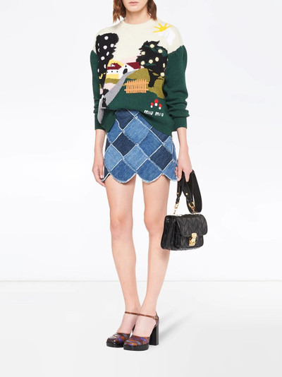 Miu Miu embellished landscape intarsia sweater outlook