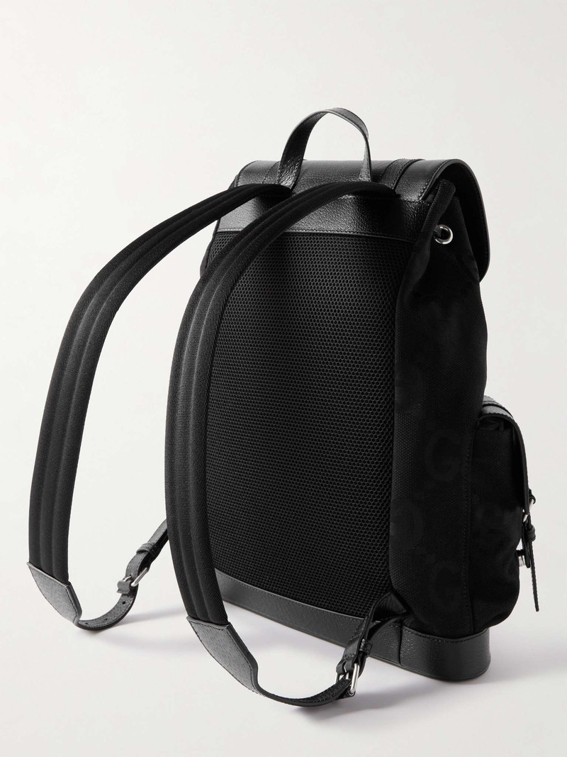 Full-Grain Leather and Monogrammed Canvas Backpack 4