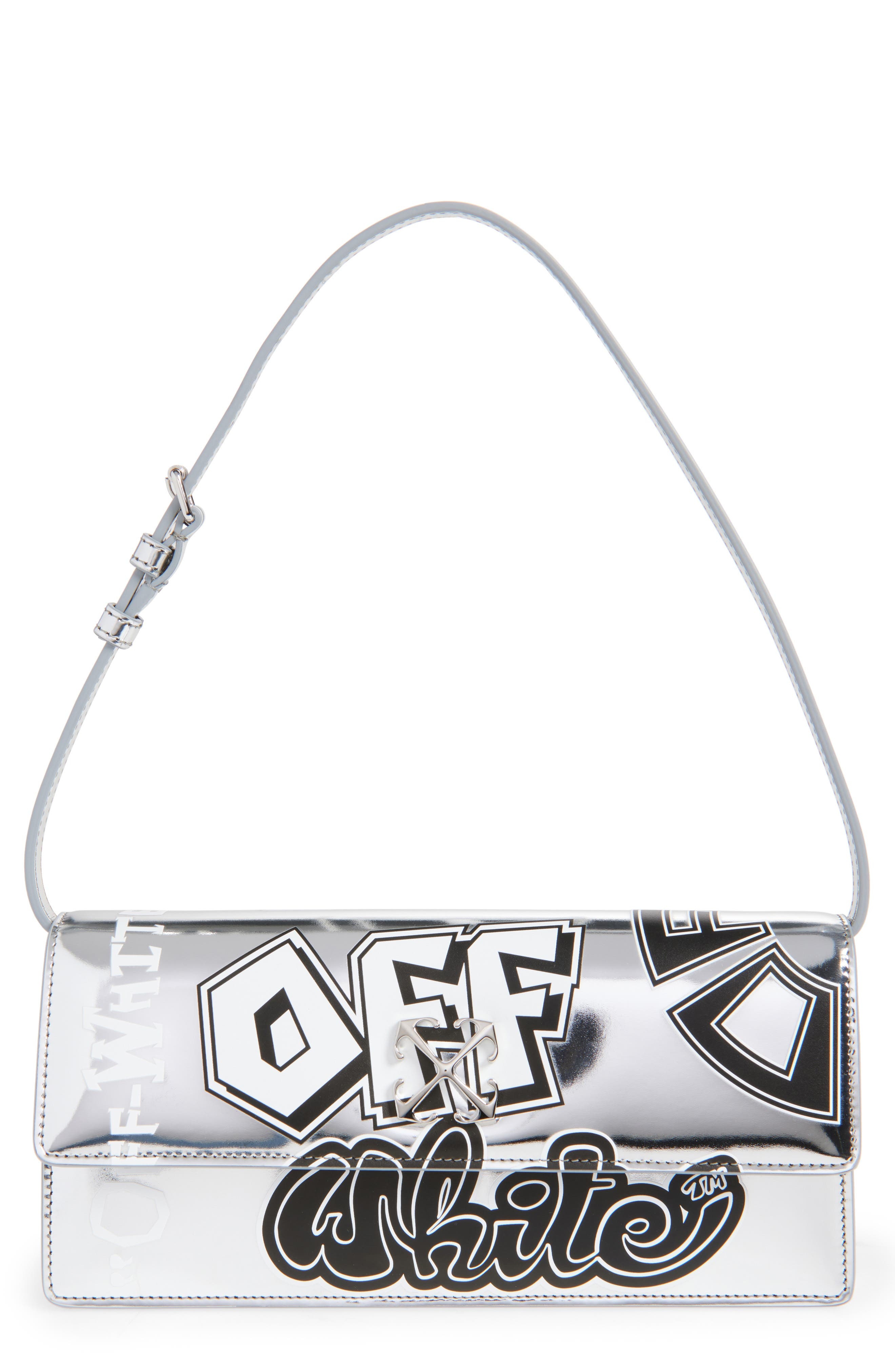 Off-White Jitney 1.0 Logo Shoulder Bag in Silver - 1