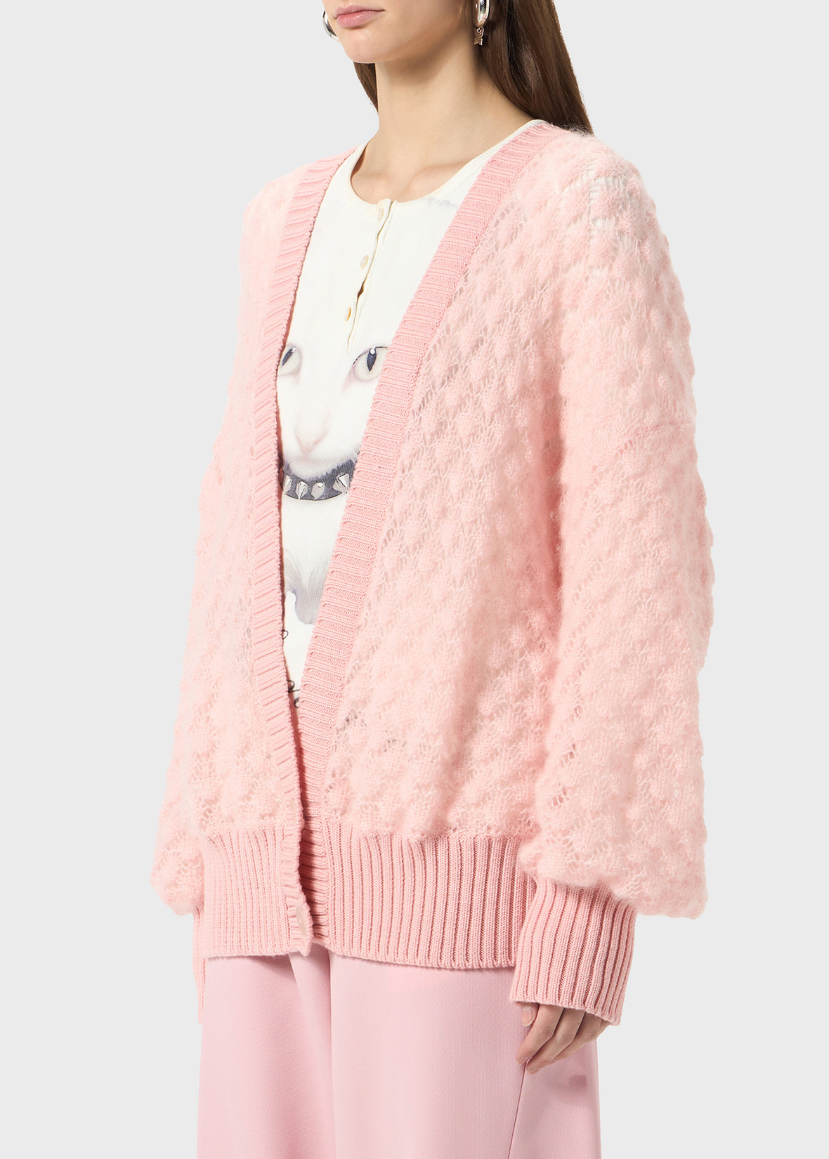 OVERSIZED OPENWORK KNIT CARDIGAN - 5