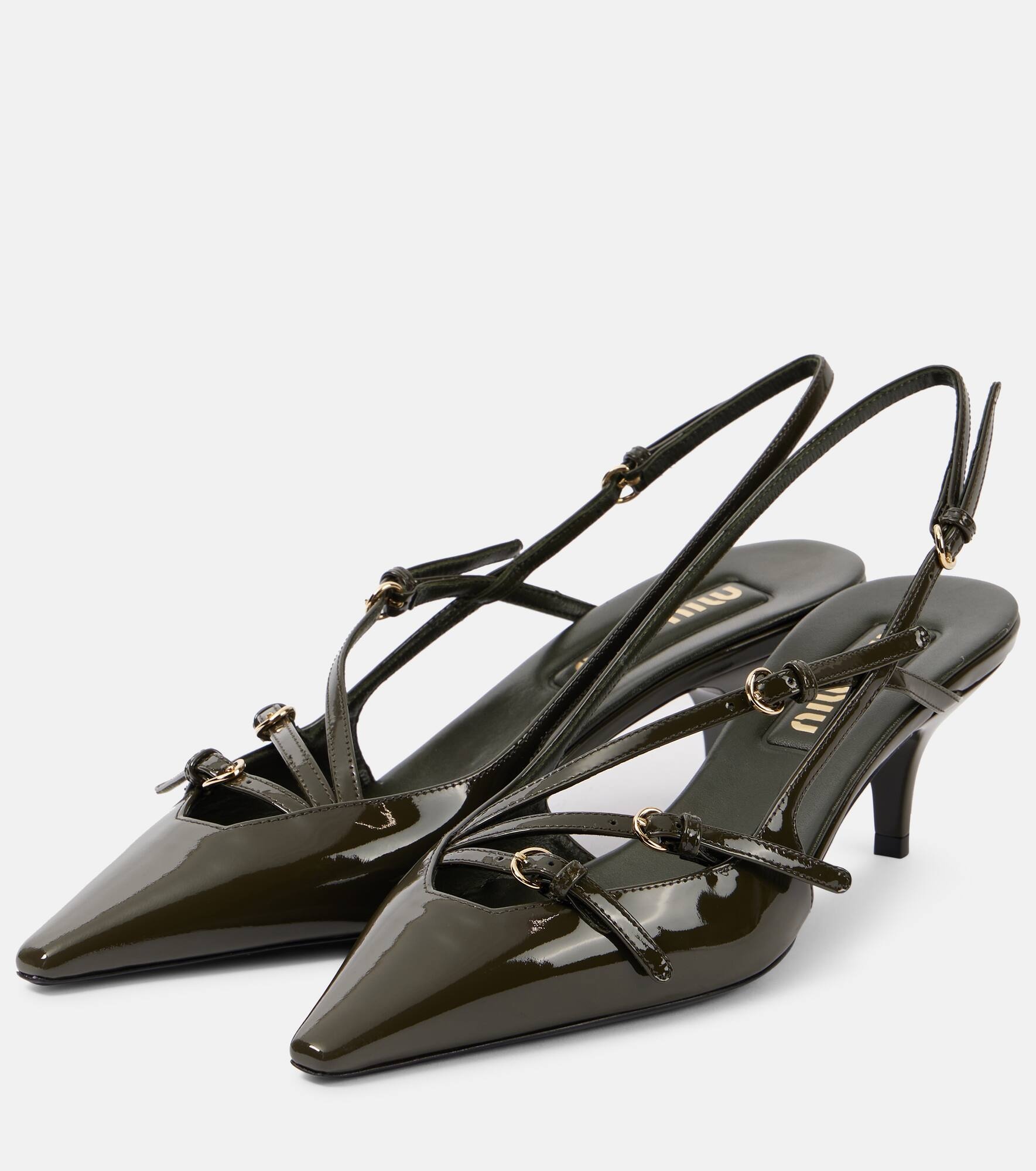 Patent leather slingback pumps - 4