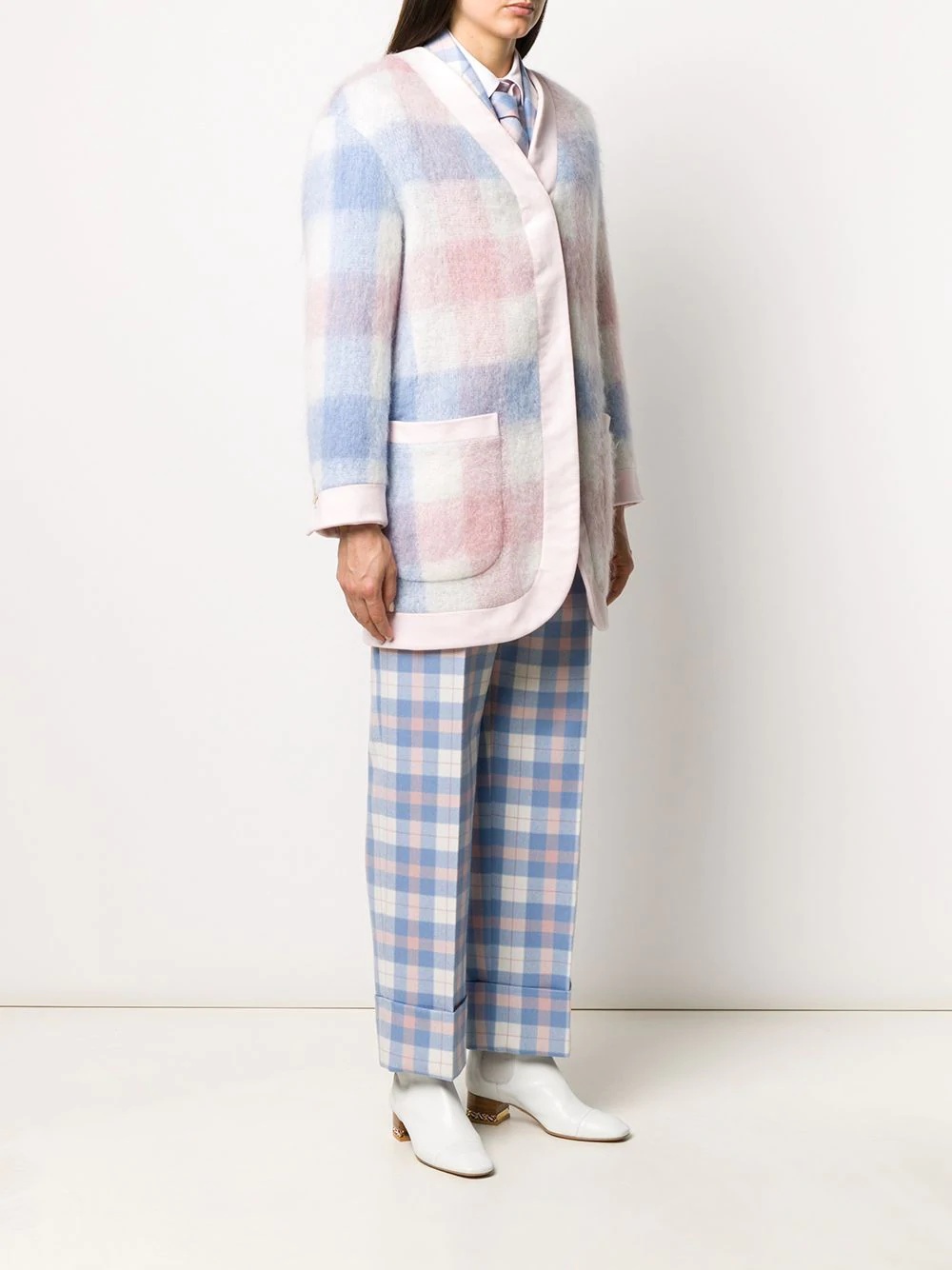 oversized check cardigan - 3