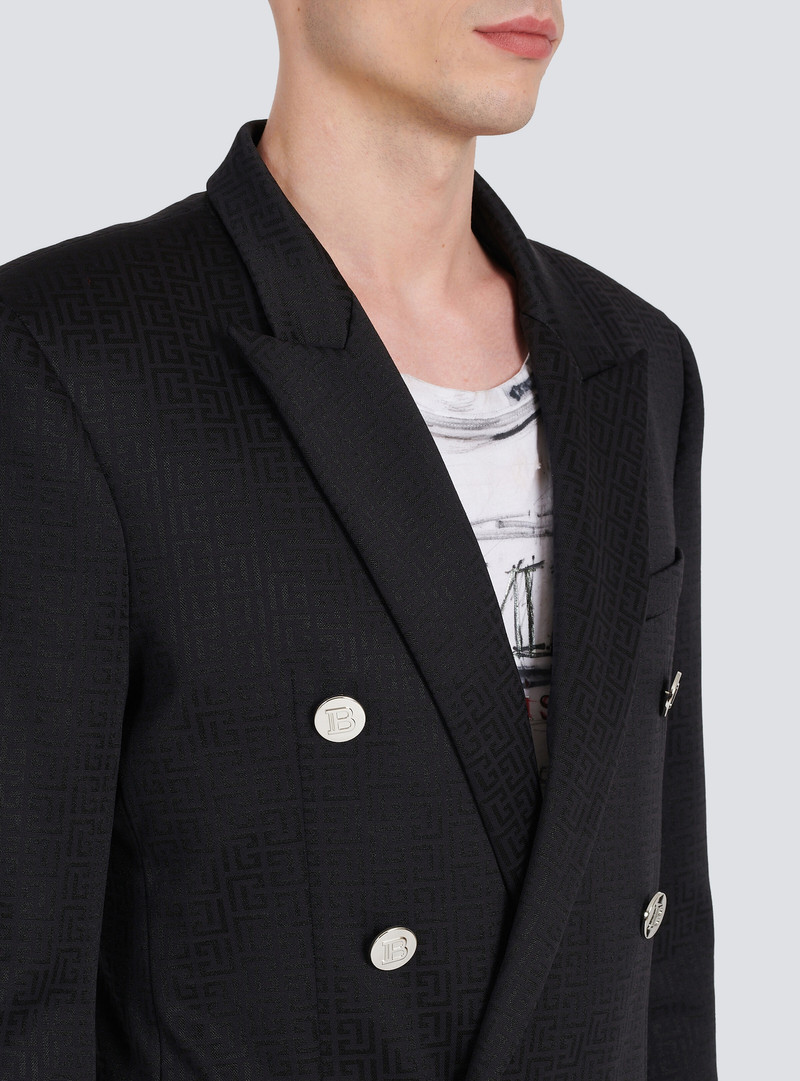 Balmain Jersey double-breasted blazer with Balmain monogram print outlook