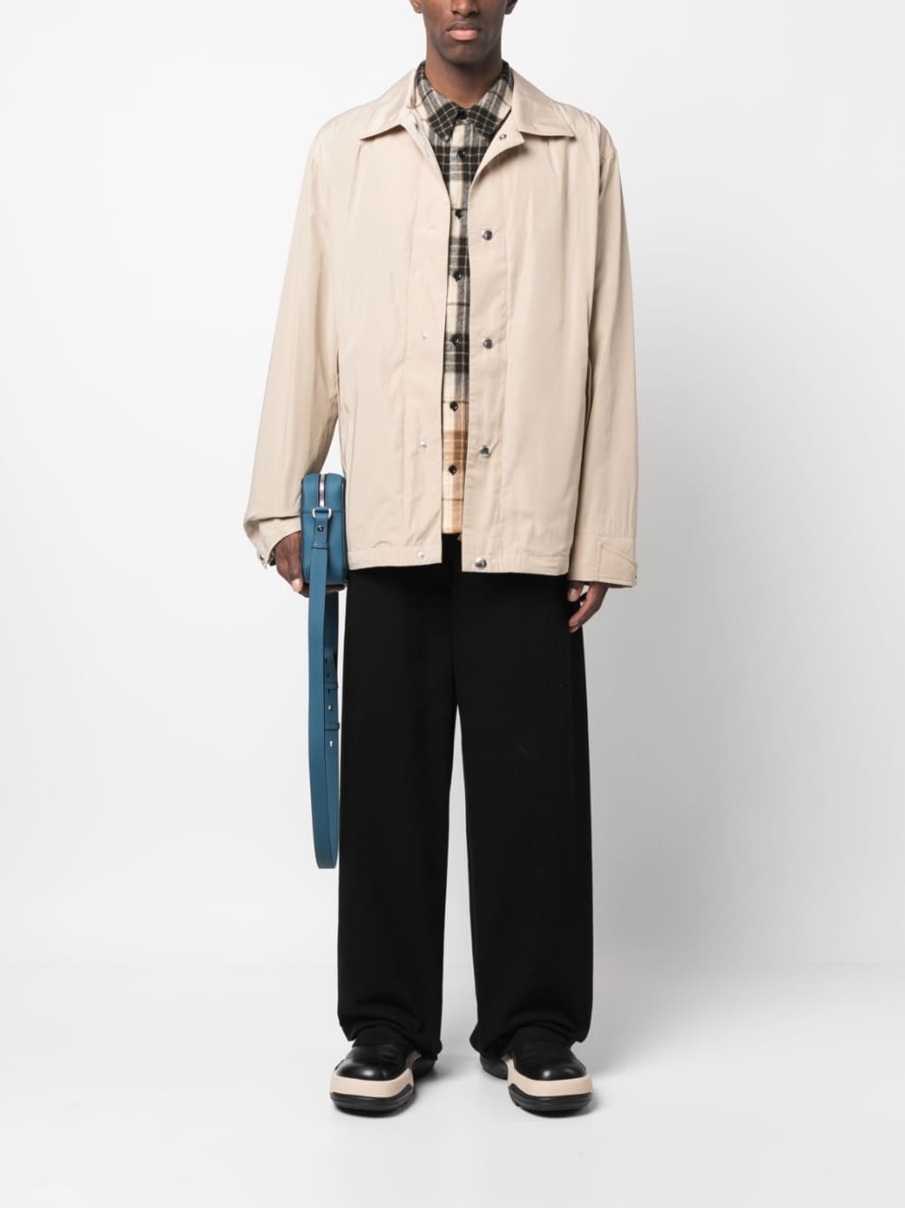 logo-embroidered shirt jacket - 2