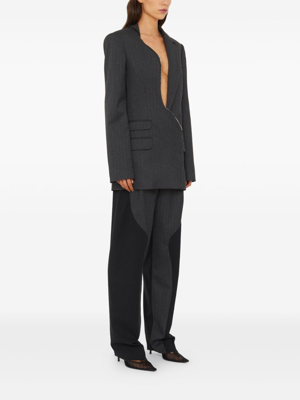 Torrent pinstripe asymmetrical blazer - 3