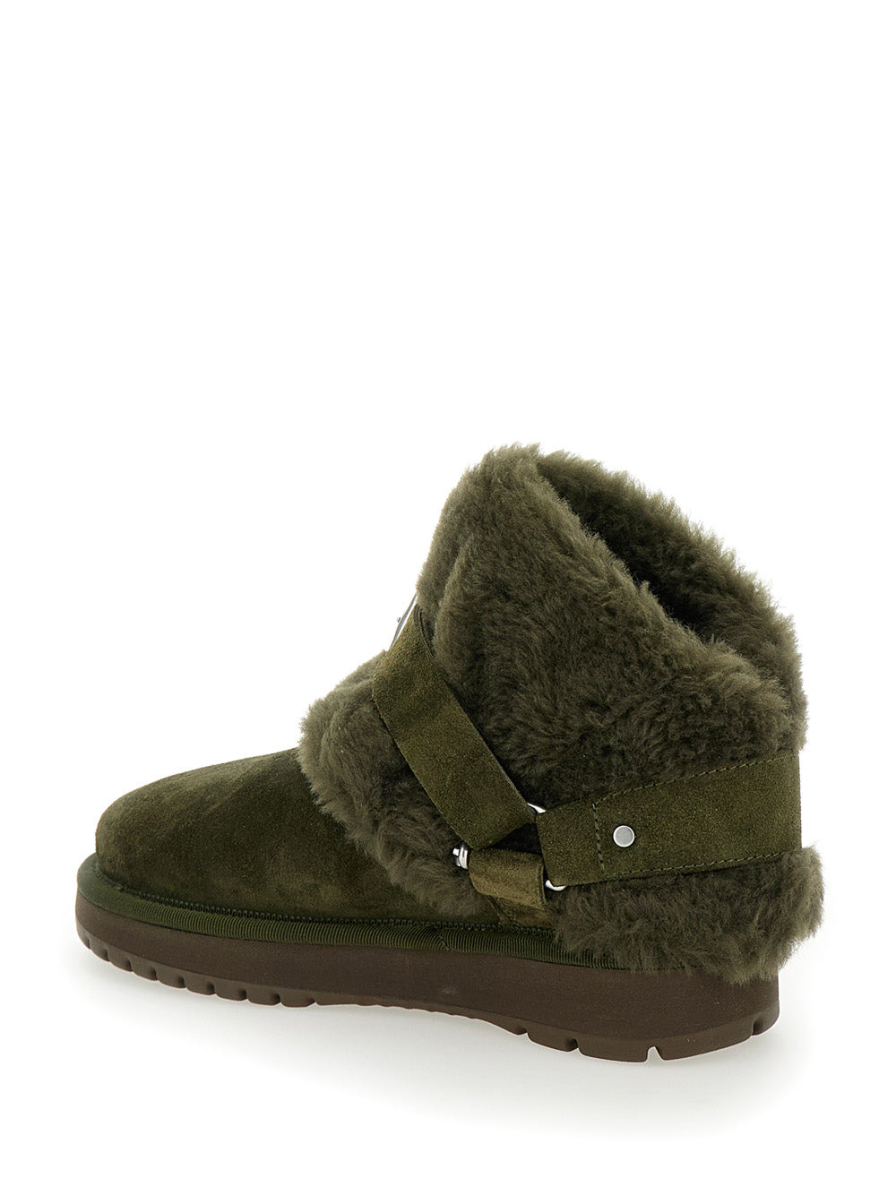 Burberry Women 'Snug' Green Ankle Boots With Strap In Suede And Shearling Woman - 3