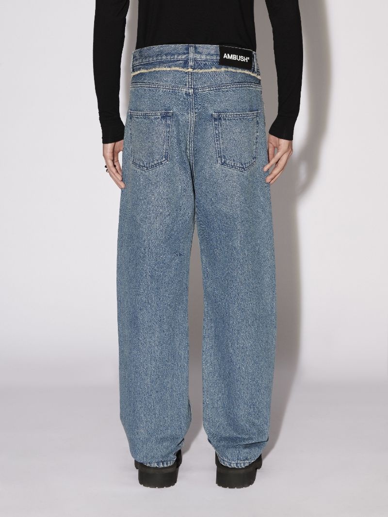 WAIST DETAIL DENIM PANTS - 4
