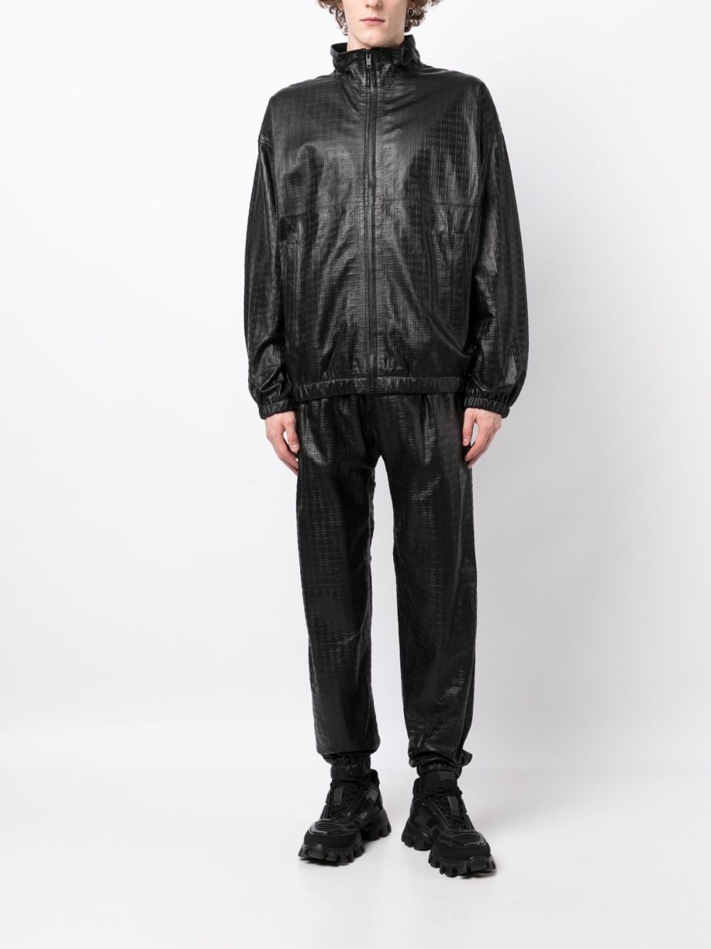 embossed-4G pattern leather trousers - 2