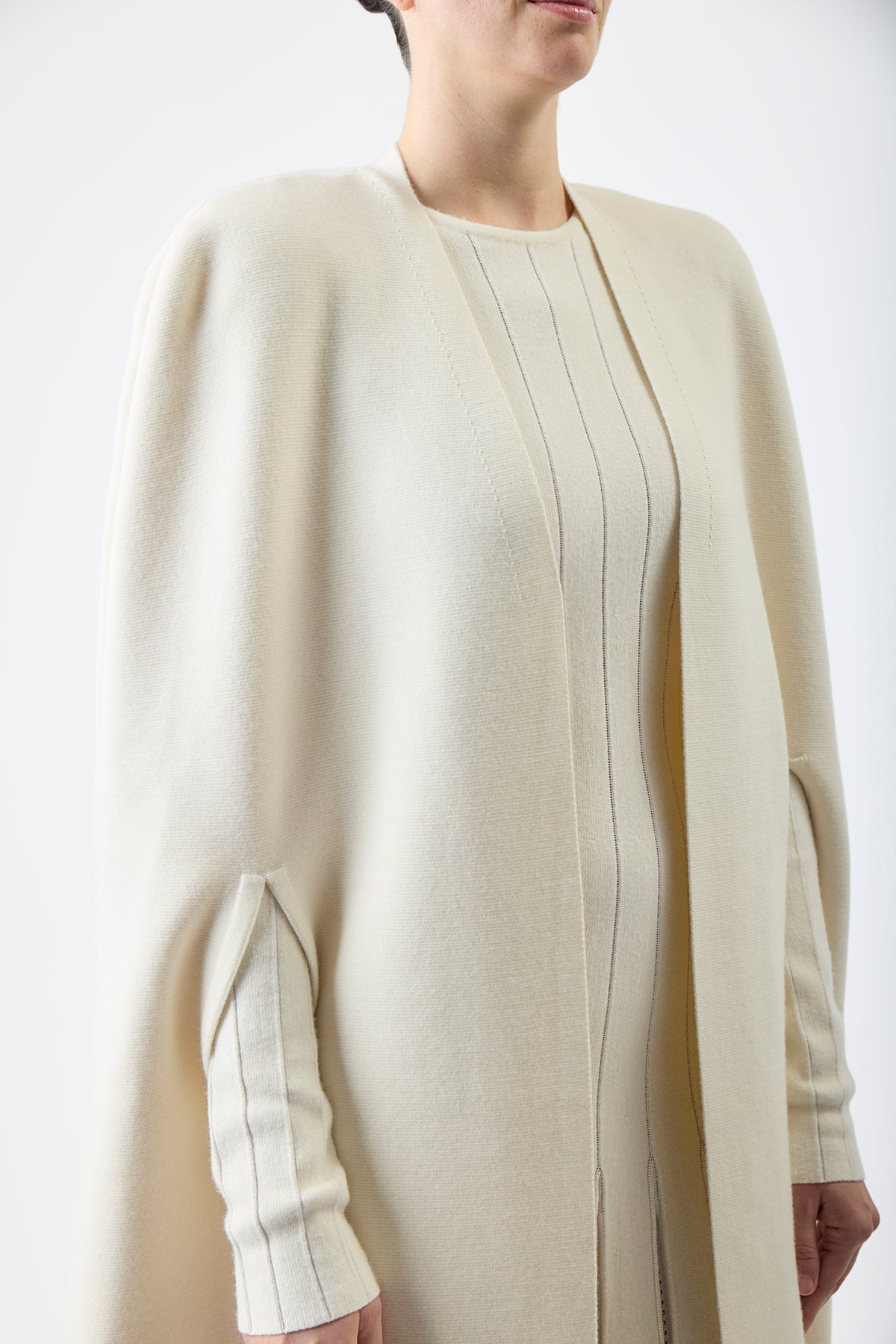 Eoin Poncho in Ivory Wool - 6
