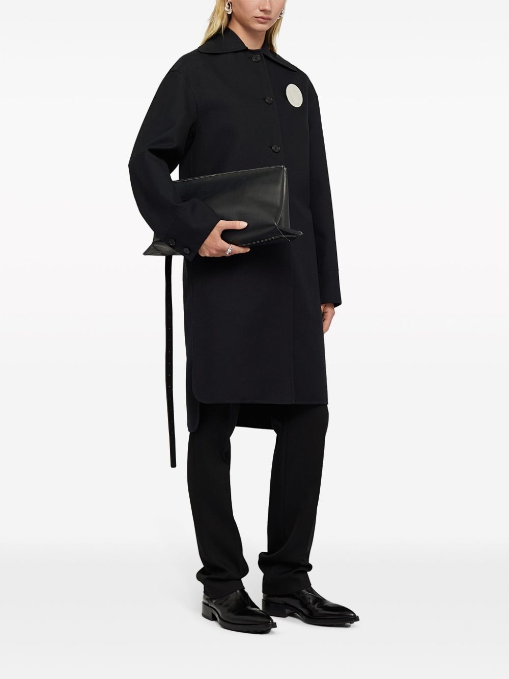 asymmetric-hem cotton coat - 2