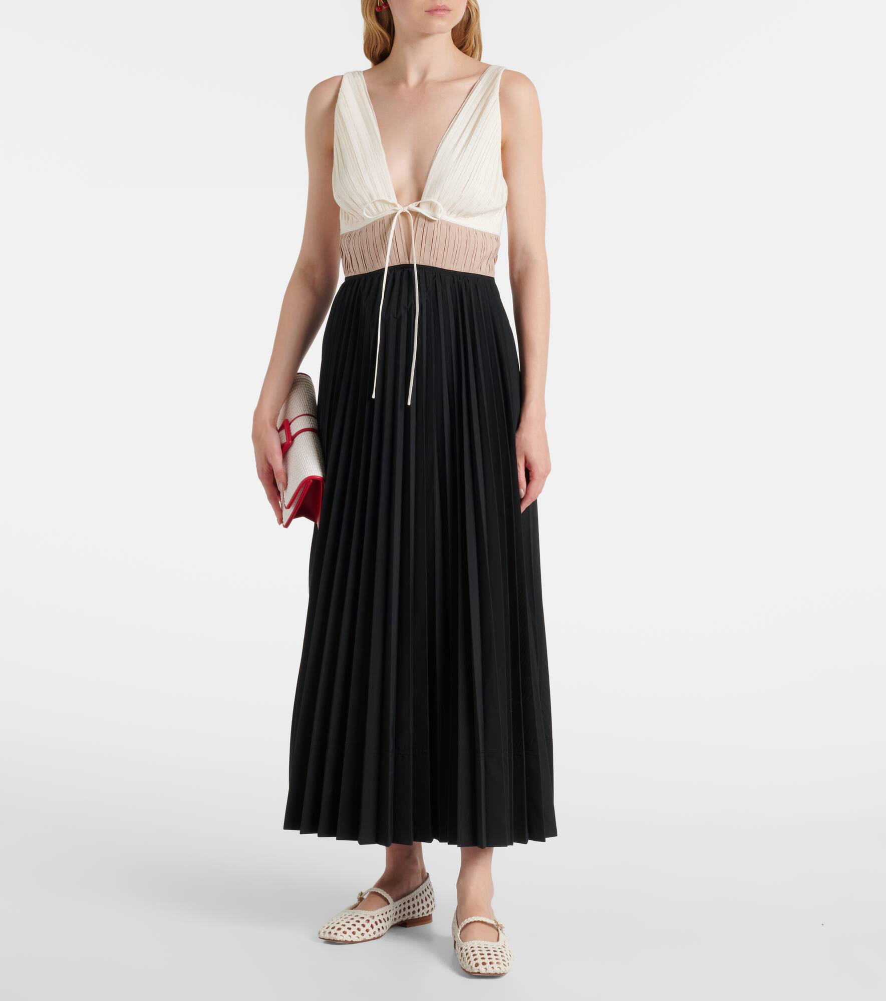 Stephanie pleated poplin midi dress - 2