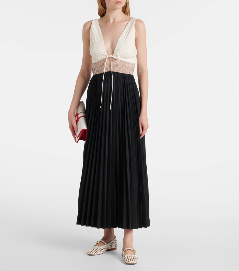 SIMKHAI Stephanie pleated poplin midi dress outlook