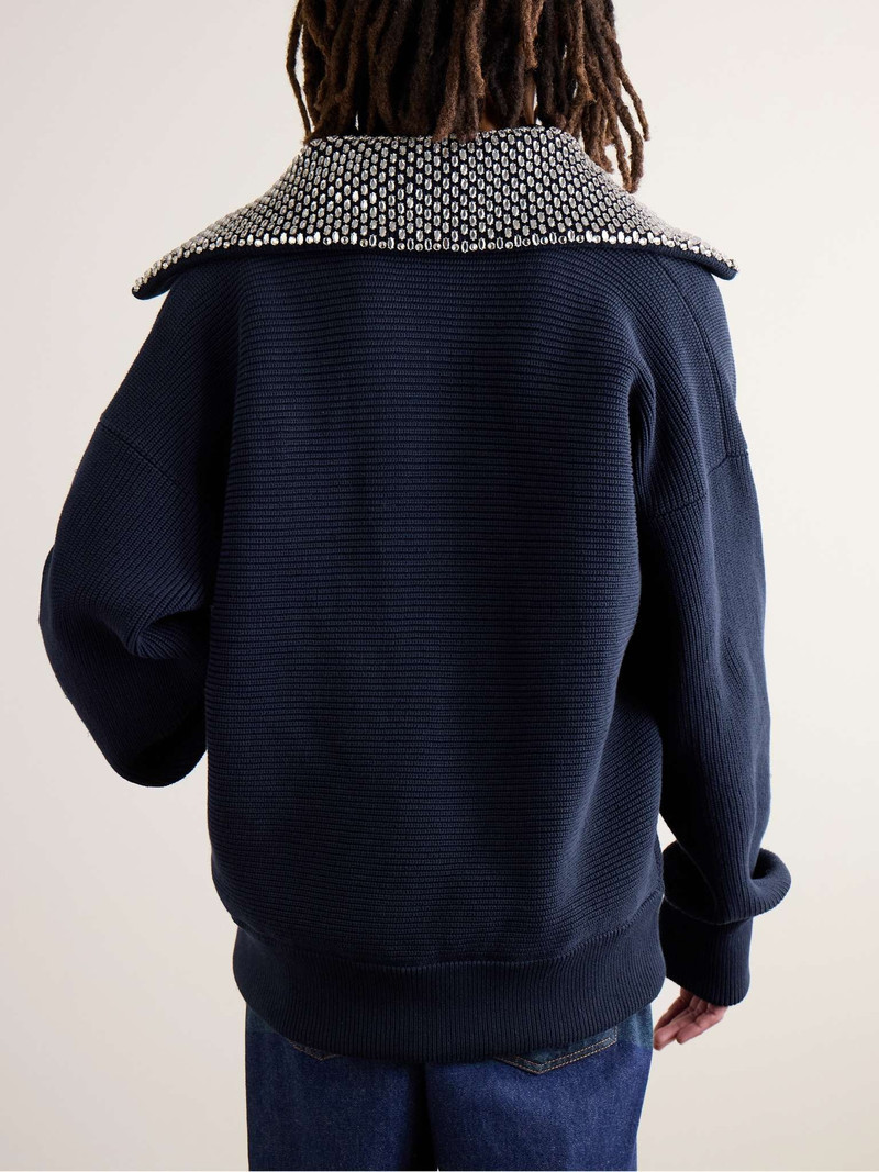 Crystal-Embellished Ribbed Cotton-Blend Sweater 4