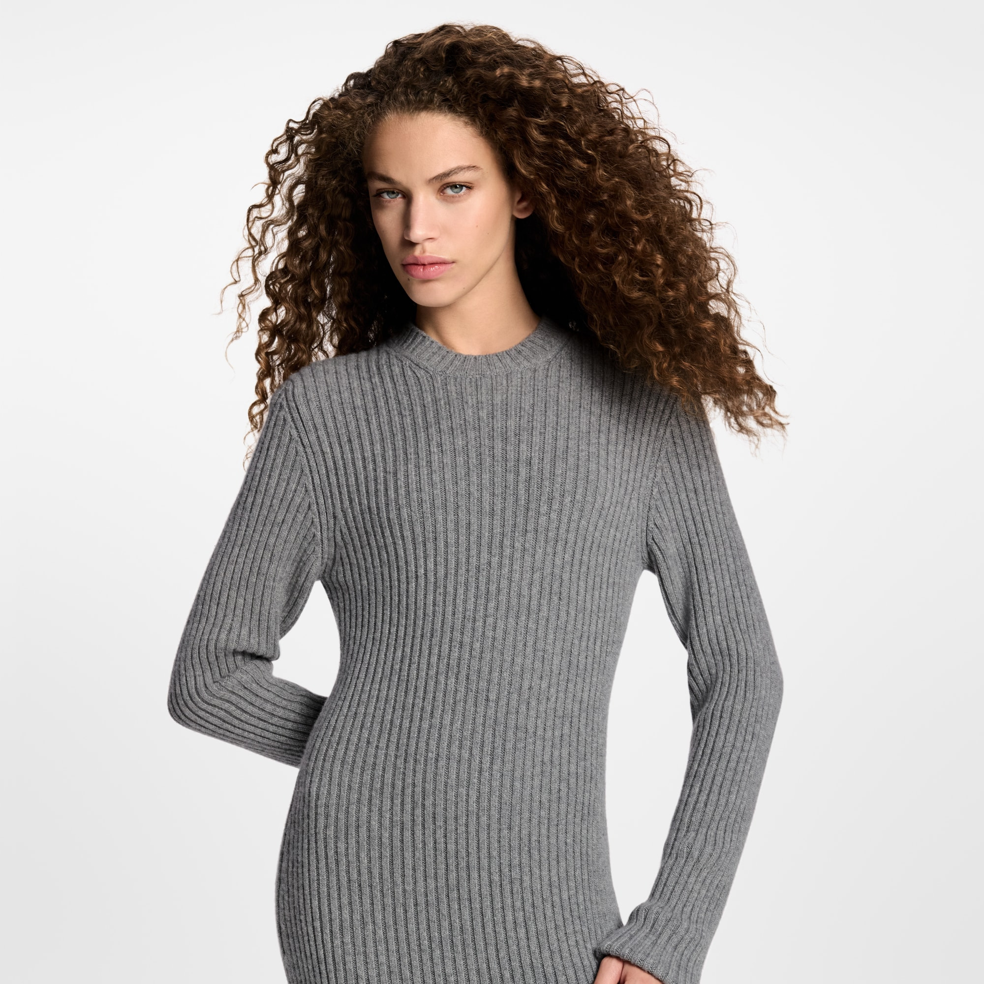 Long-Sleeved Rib-Knit Maxi Dress - 4