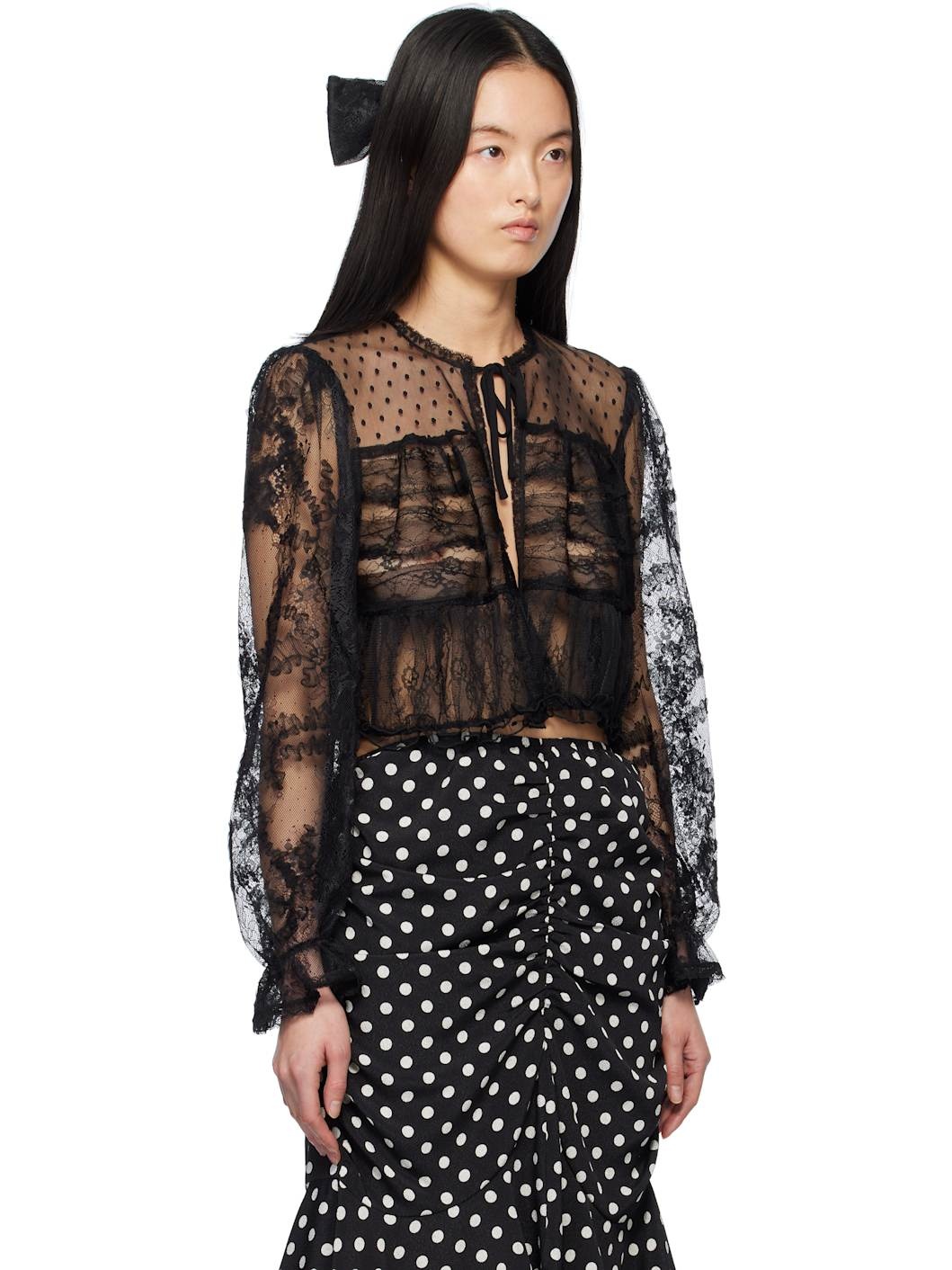 Black Lace Combo Bed Cardigan - 2