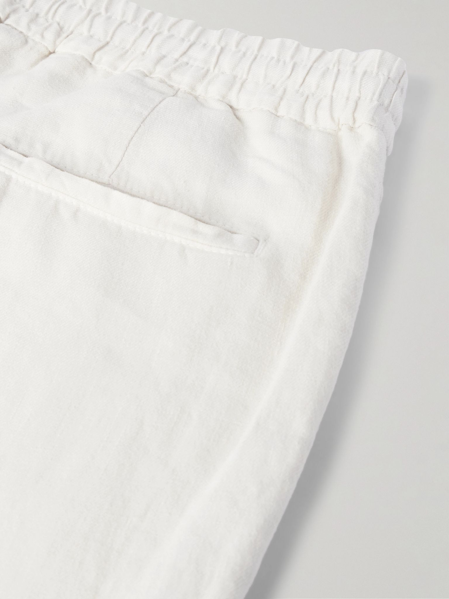 Straight-Leg Pleated Linen-Twill Drawstring Trousers White - 4
