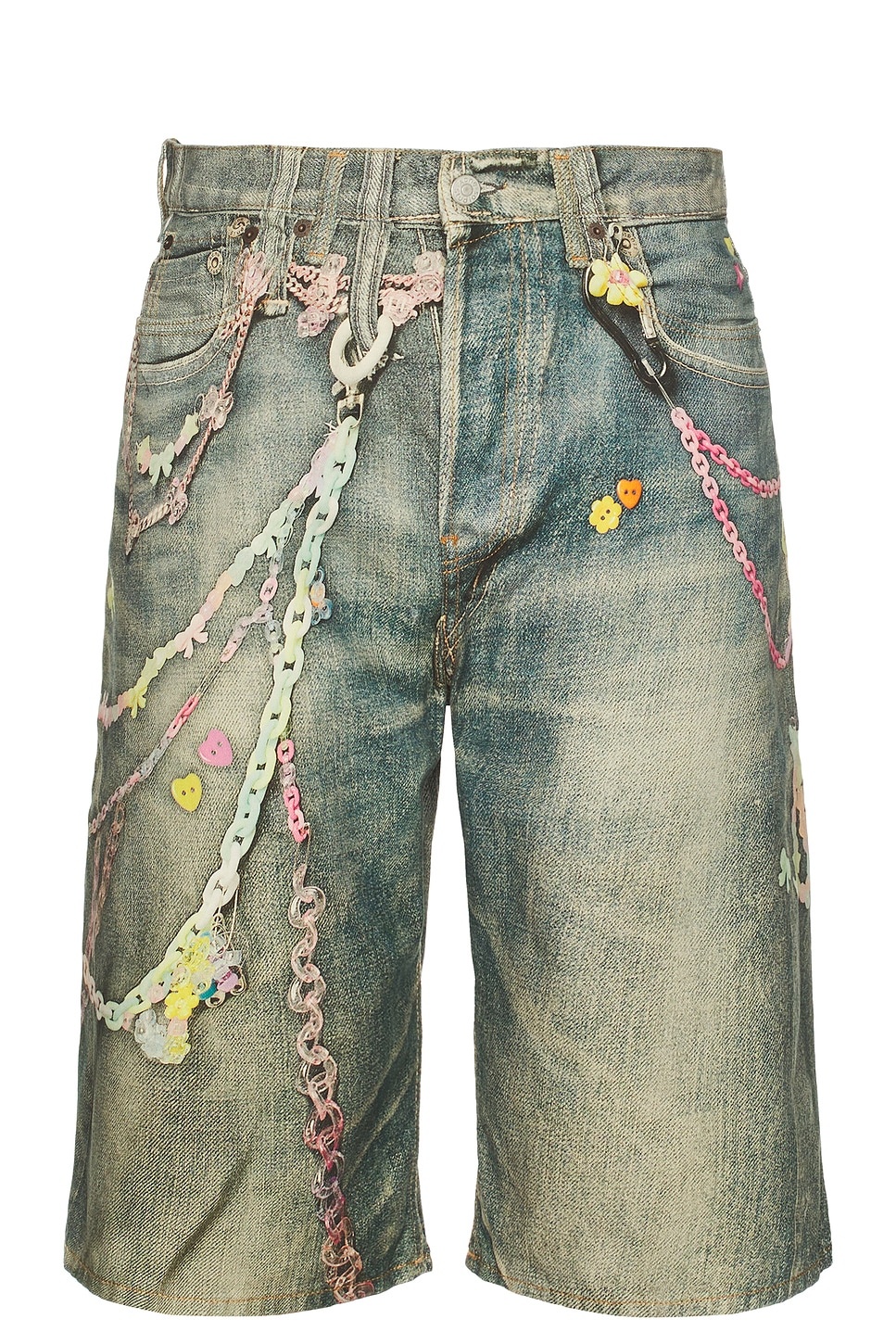 Acne Studios Keychain ショートパンツ Acne Studios Kawaii Keychains Denim Shorts | forward