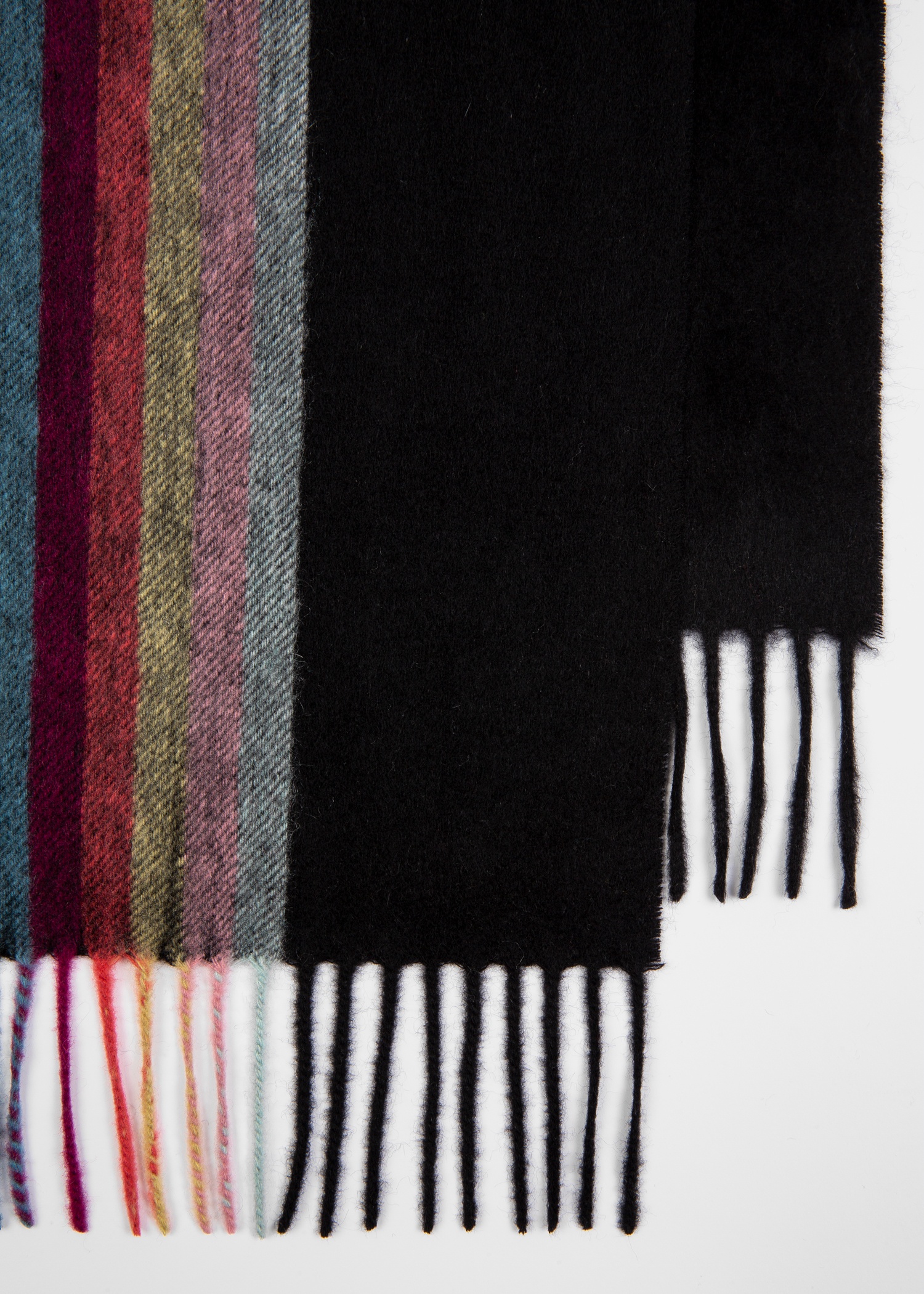 Black 'Artist Stripe' Central Band Cashmere Scarf - 2