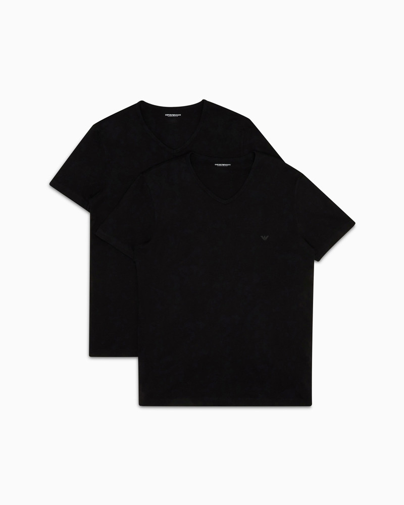 Two-pack of regular-fit, pure cotton, V-neck underwear T-shirts 1