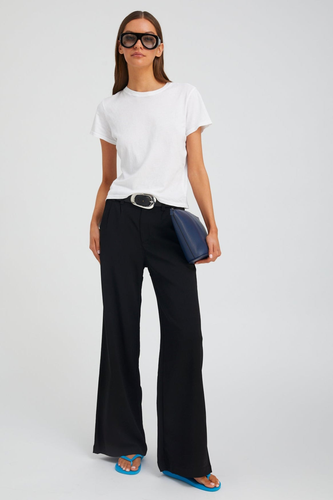 BLACK CREPE PLEATED TROUSERS - 2