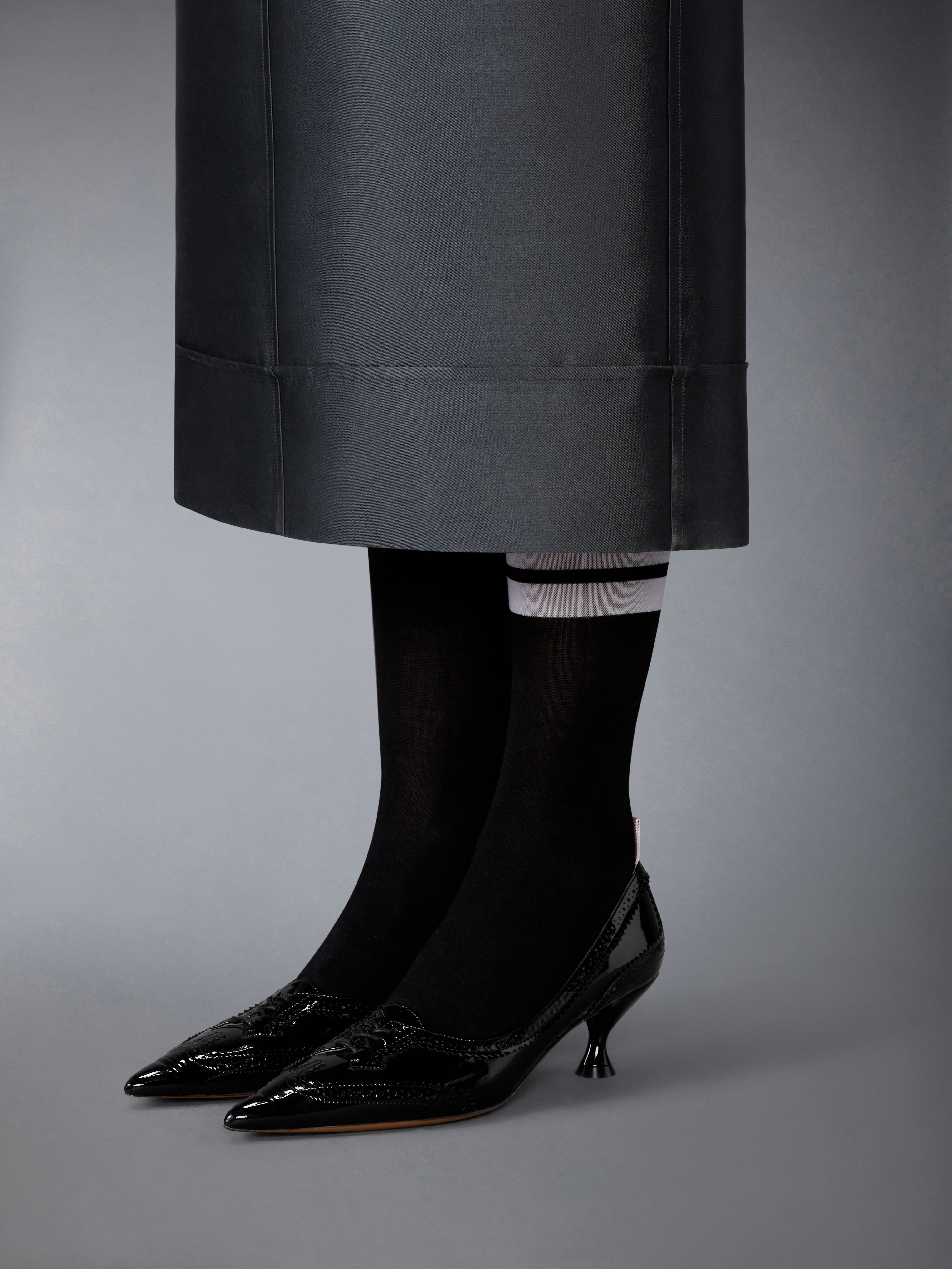 SOFT PATENT LEATHER WINGTIP 50MM CURVED HEEL PUMP - 4