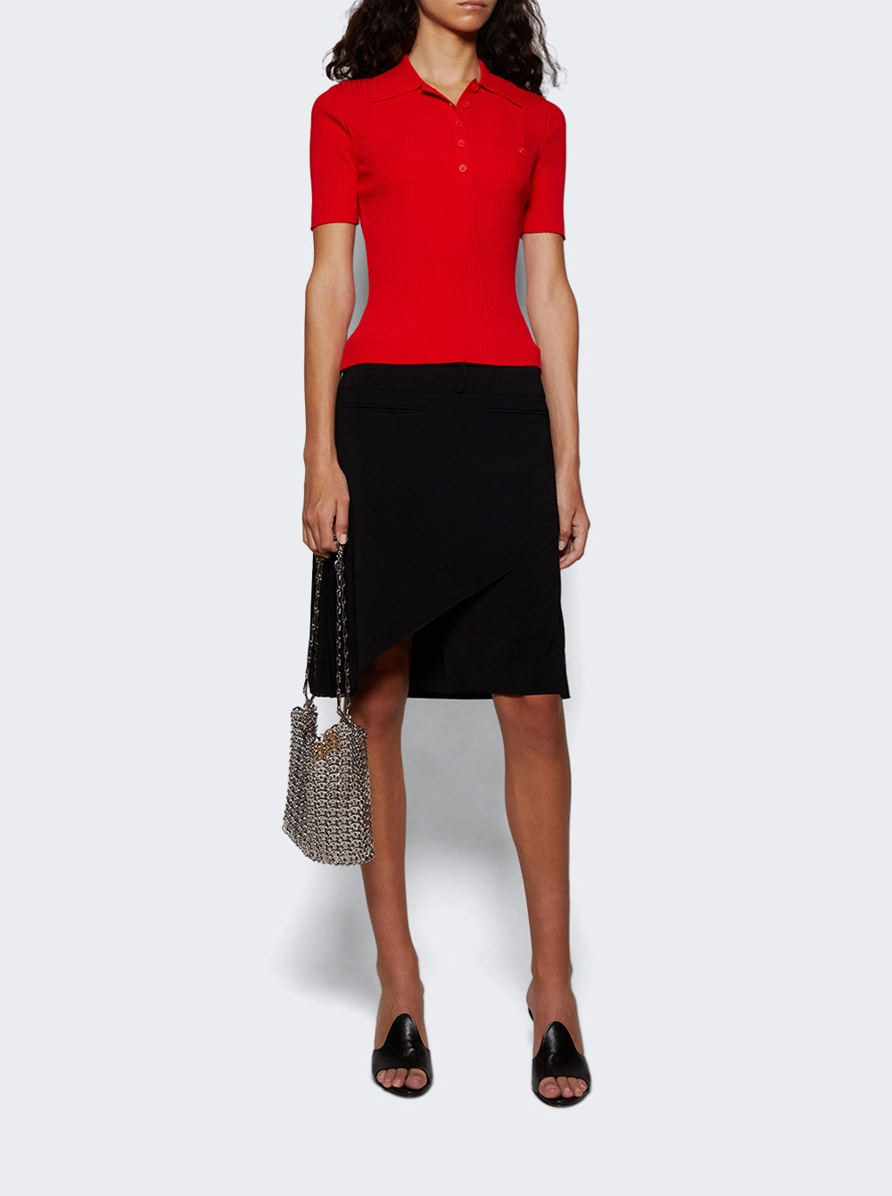 Signature Rib Knit Polo Top Poppy - 5