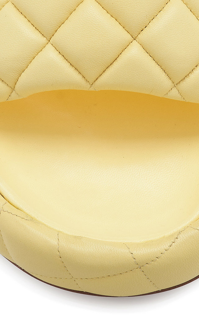 Padded Matelasse Slide Sandals yellow - 6