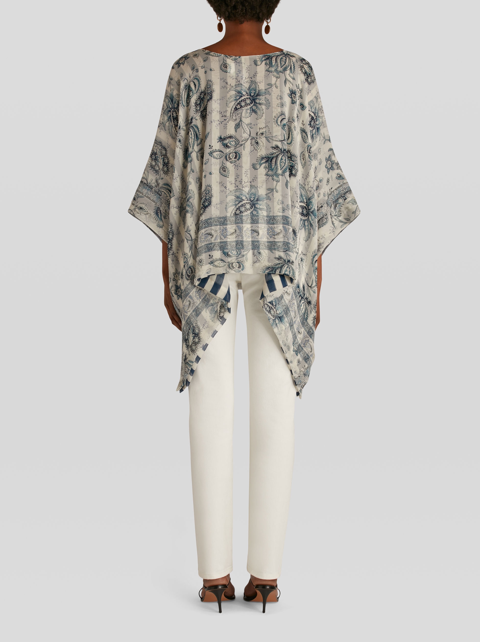DOUBLE-SIDED SILK CHIFFON PONCHO - 4