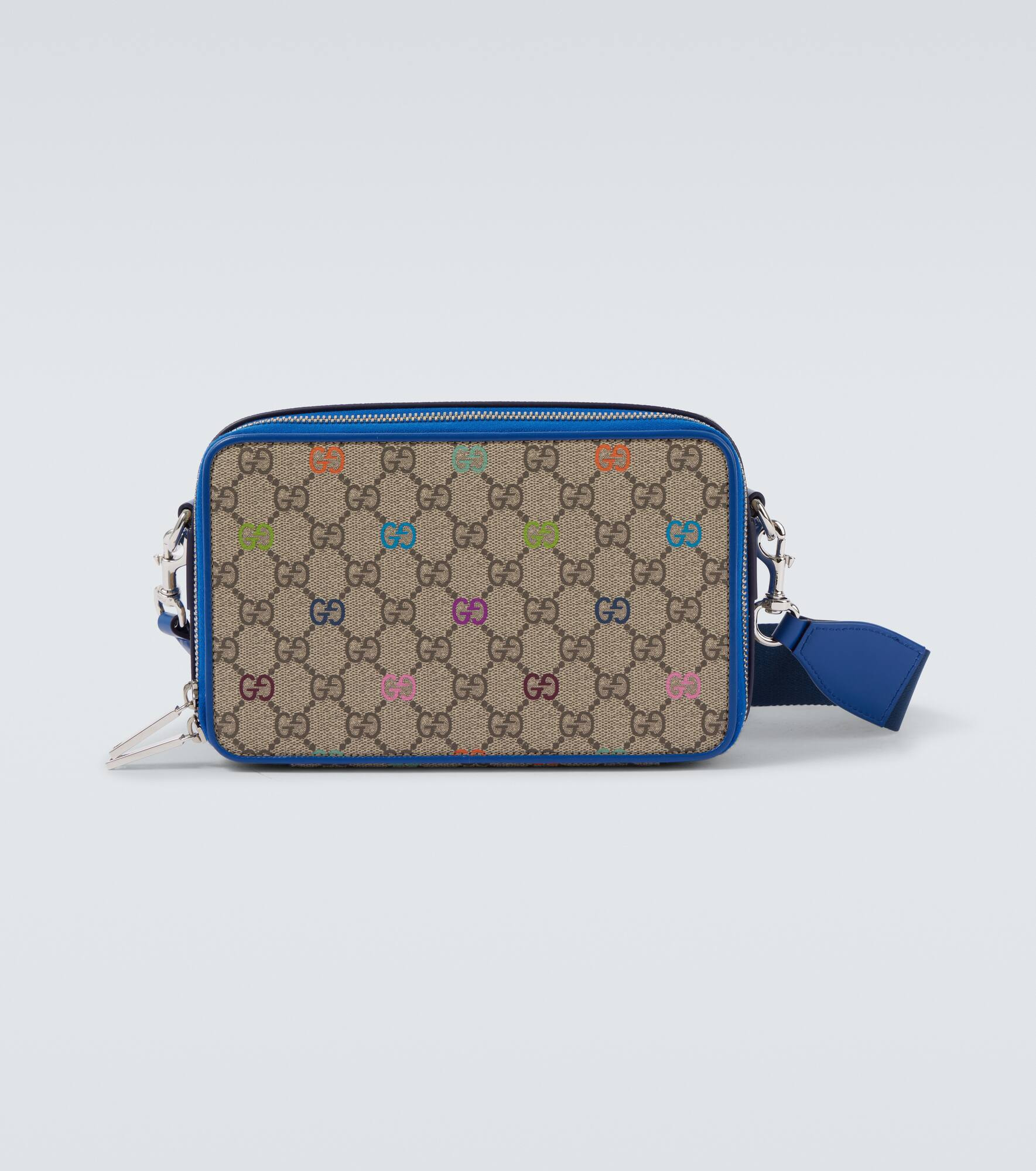 GG Canvas leather-trimmed shoulder bag - 1