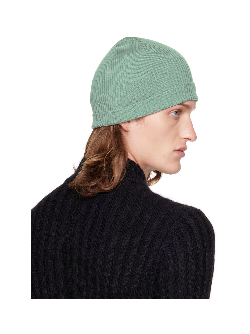 Green Virgin Wool Beanie - 3