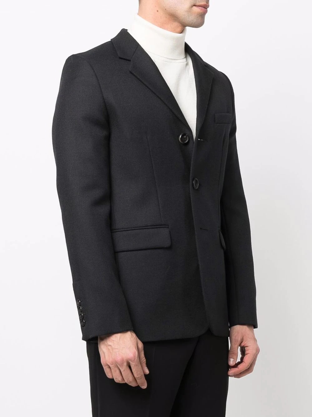 notched lapels single-breasted blazer - 4