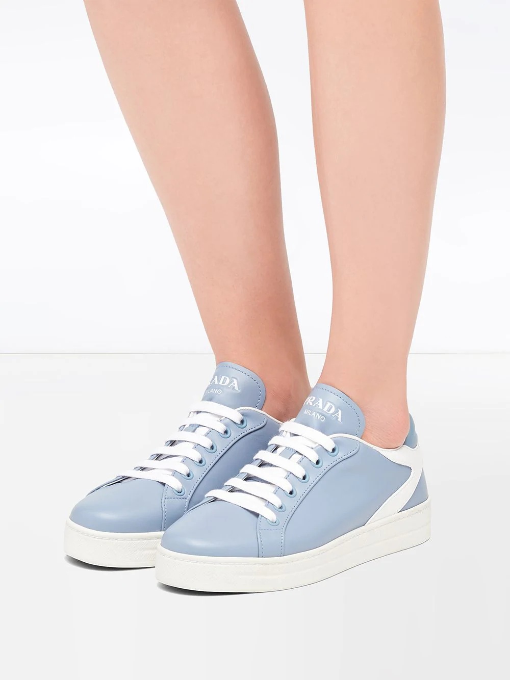 two tone low-top sneakers - 5