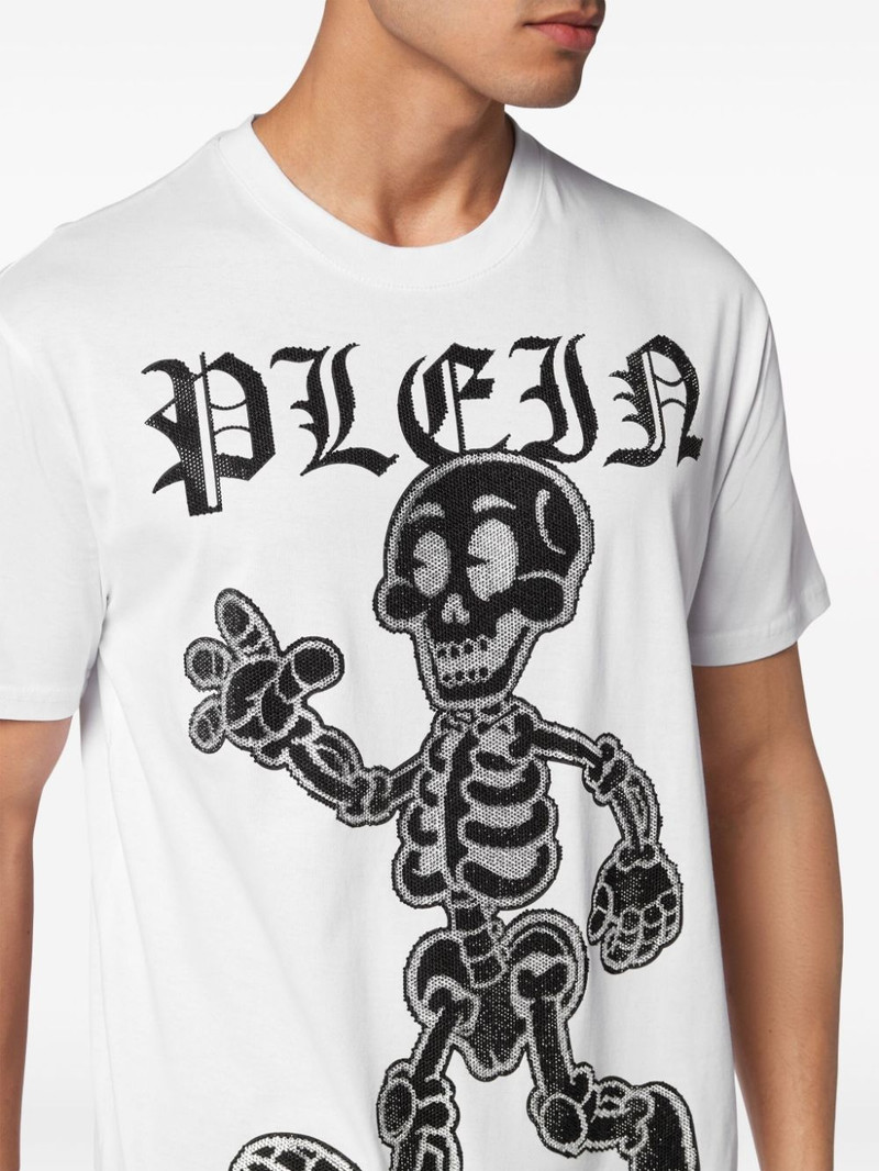 rhinestone-skeleton cotton T-shirt 5