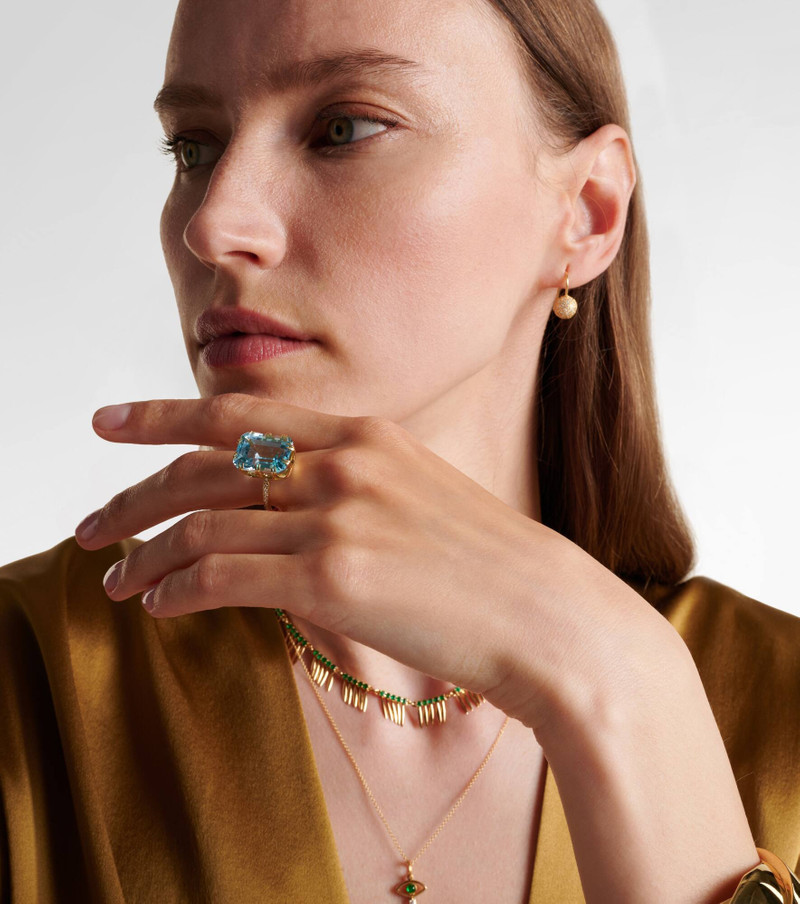 ILEANA MAKRI 18kt gold ring with topaz and diamonds outlook