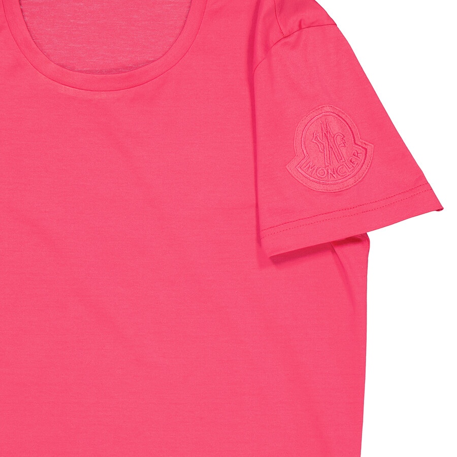 Moncler Ladies Pink Logo Patch T-Shirt - 7