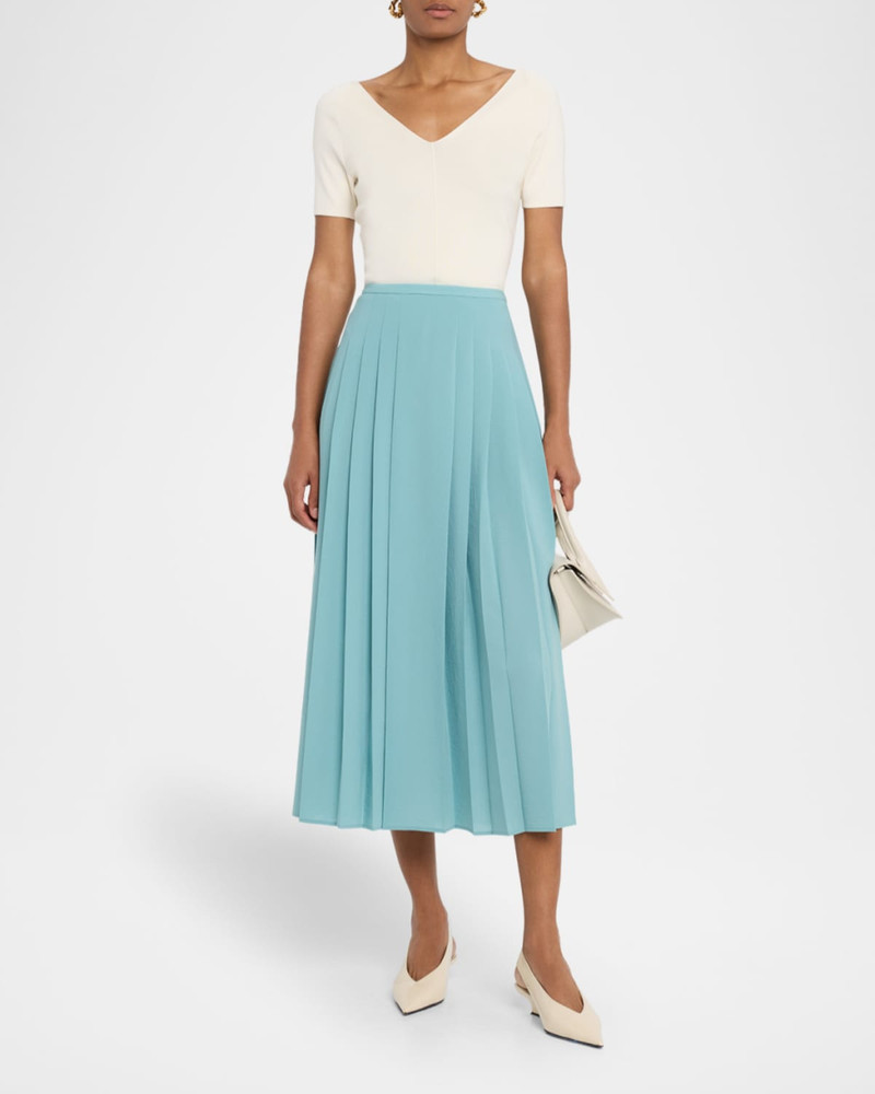 JOSEPH Crete Straight Pleated Midi Skirt outlook