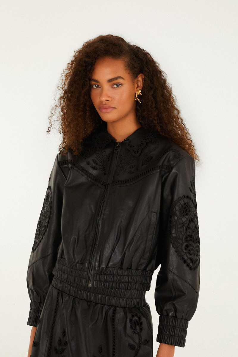Black Richilieu Heart Leather Jacket 1