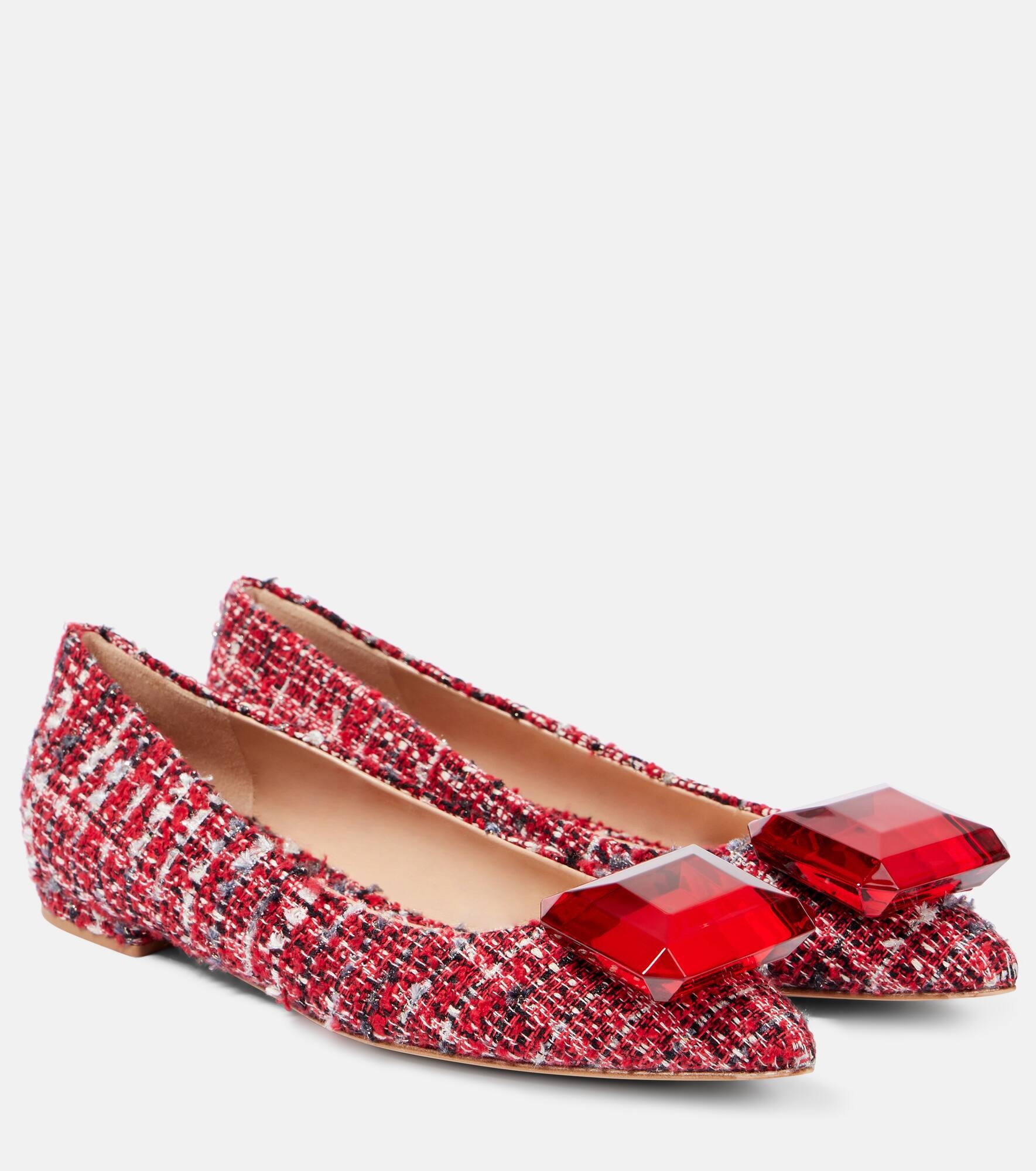 Embellished bouclé ballet flats - 1