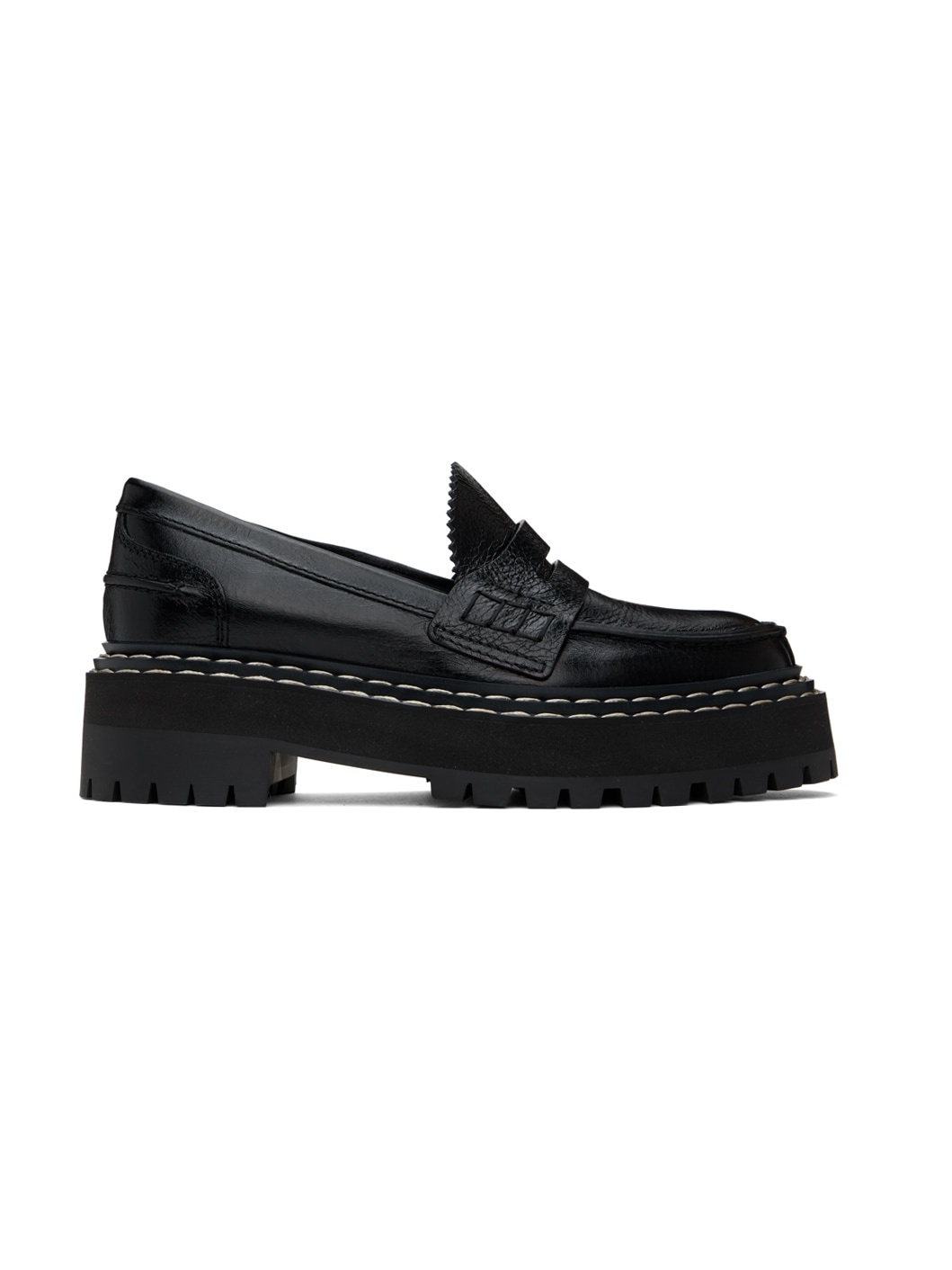 Black Lug Sole Platform Loafers - 1