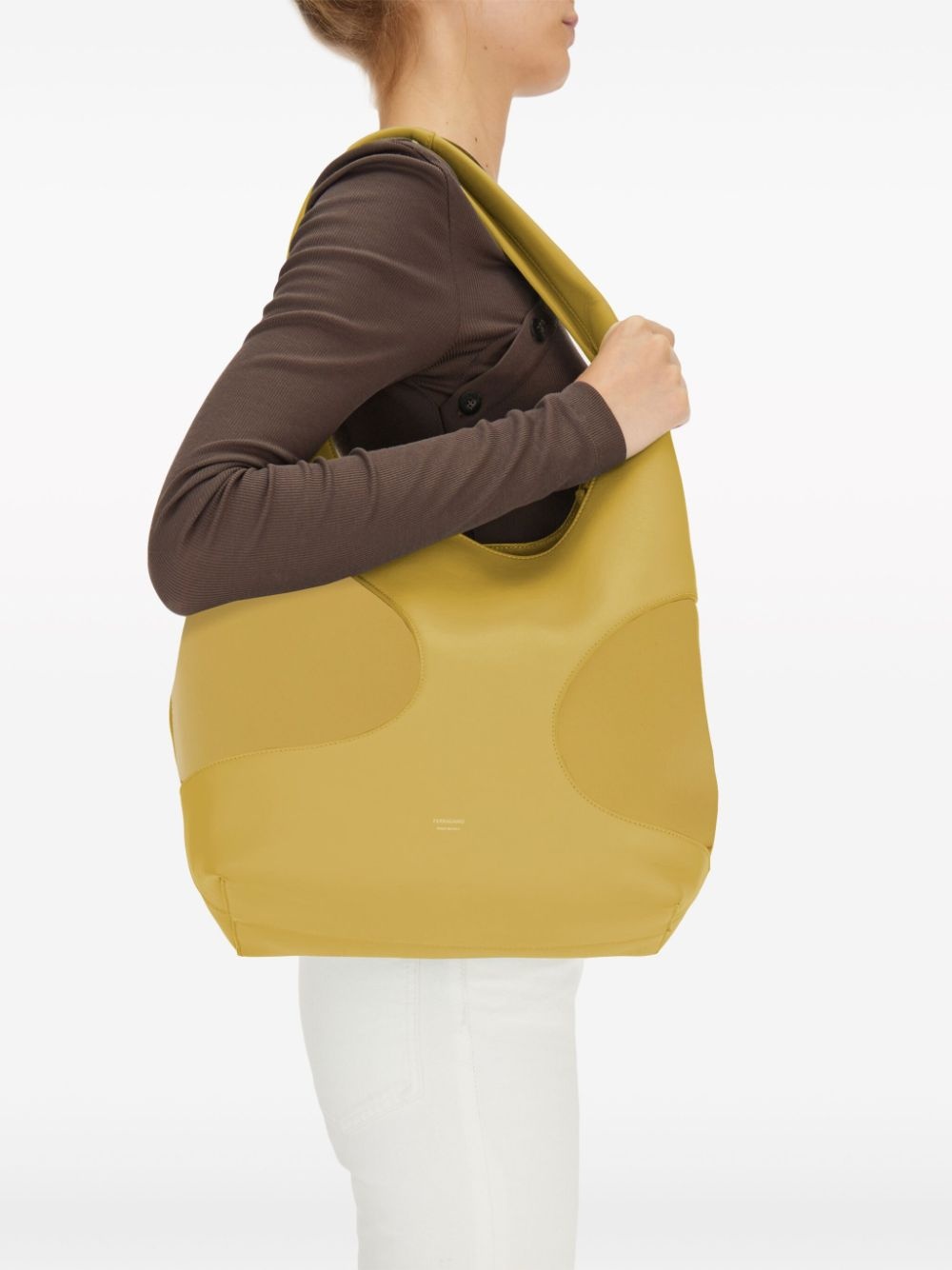 debossed-logo panelled leather bag - 2