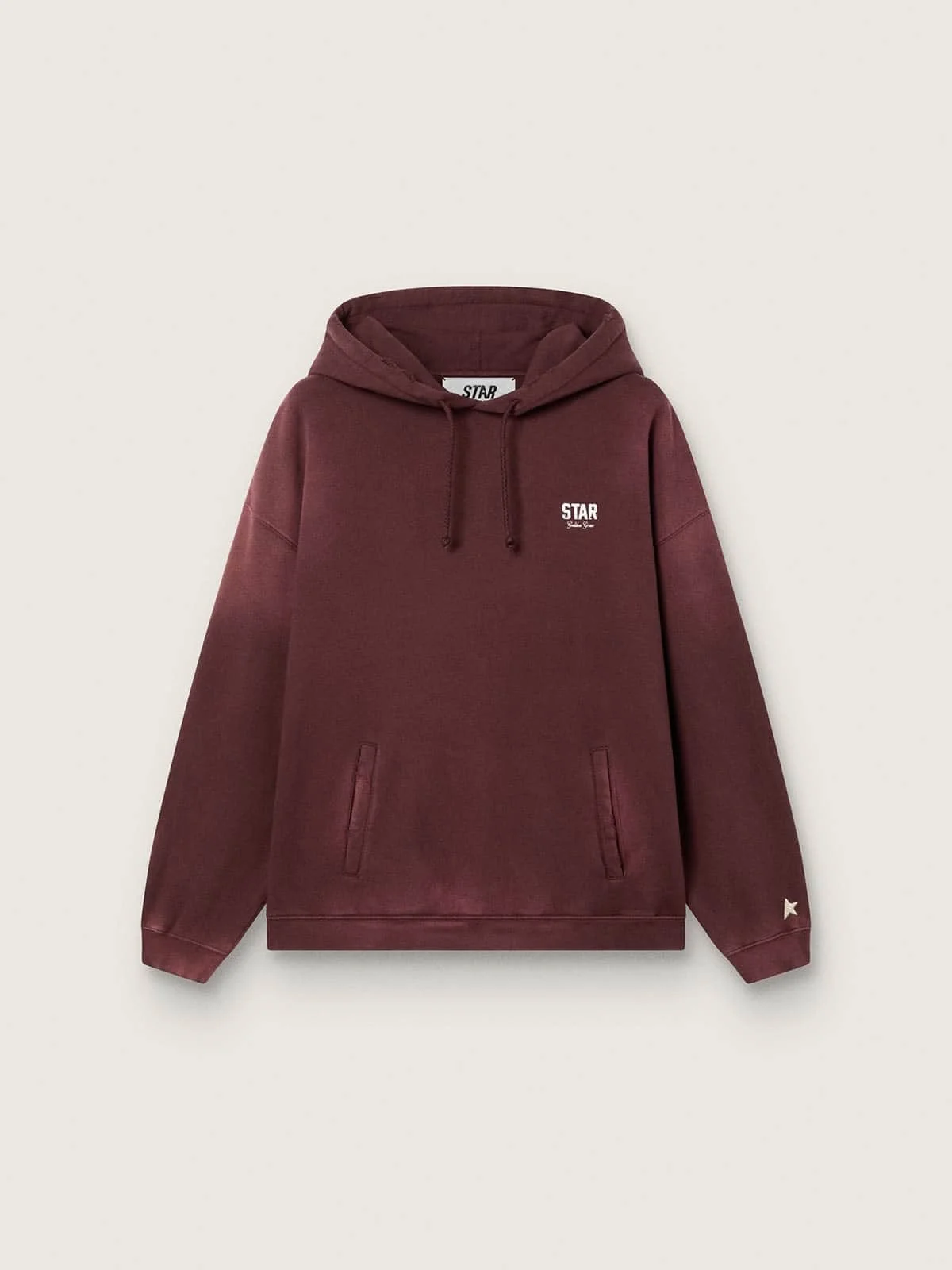 Unisex hooded sweatshirt in burgundy cotton with logo - 1