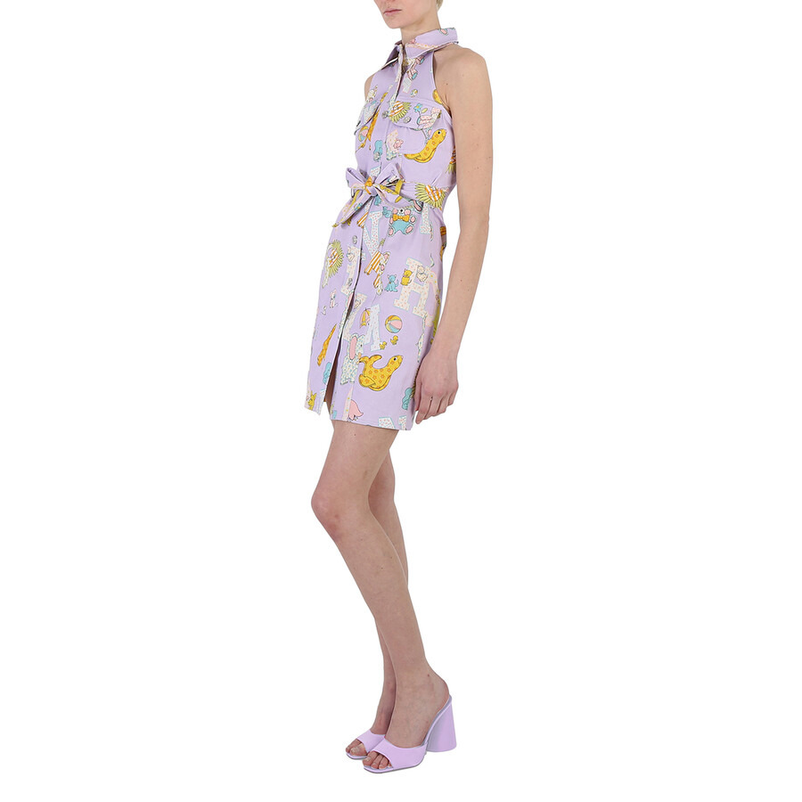 Moschino Ladies Purple All Over Logo Circus Print Dress - 6