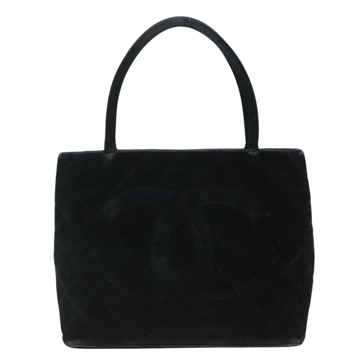 CHANEL Matelasse Standard Tote Bag Velor Black CC - 13