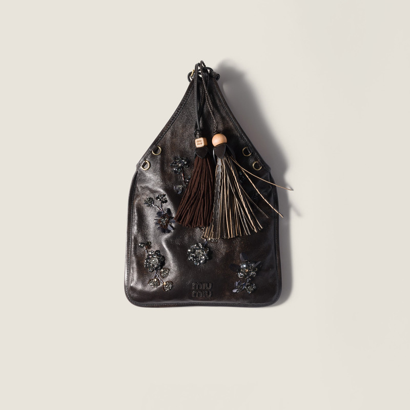 Embroidered nappa leather handbag 1