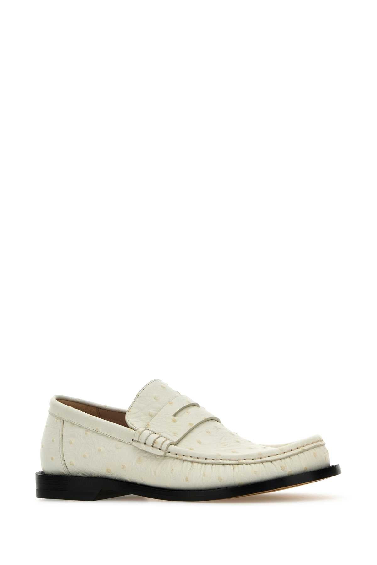 Loewe Women Ivory Leather Campo Loafers - 2